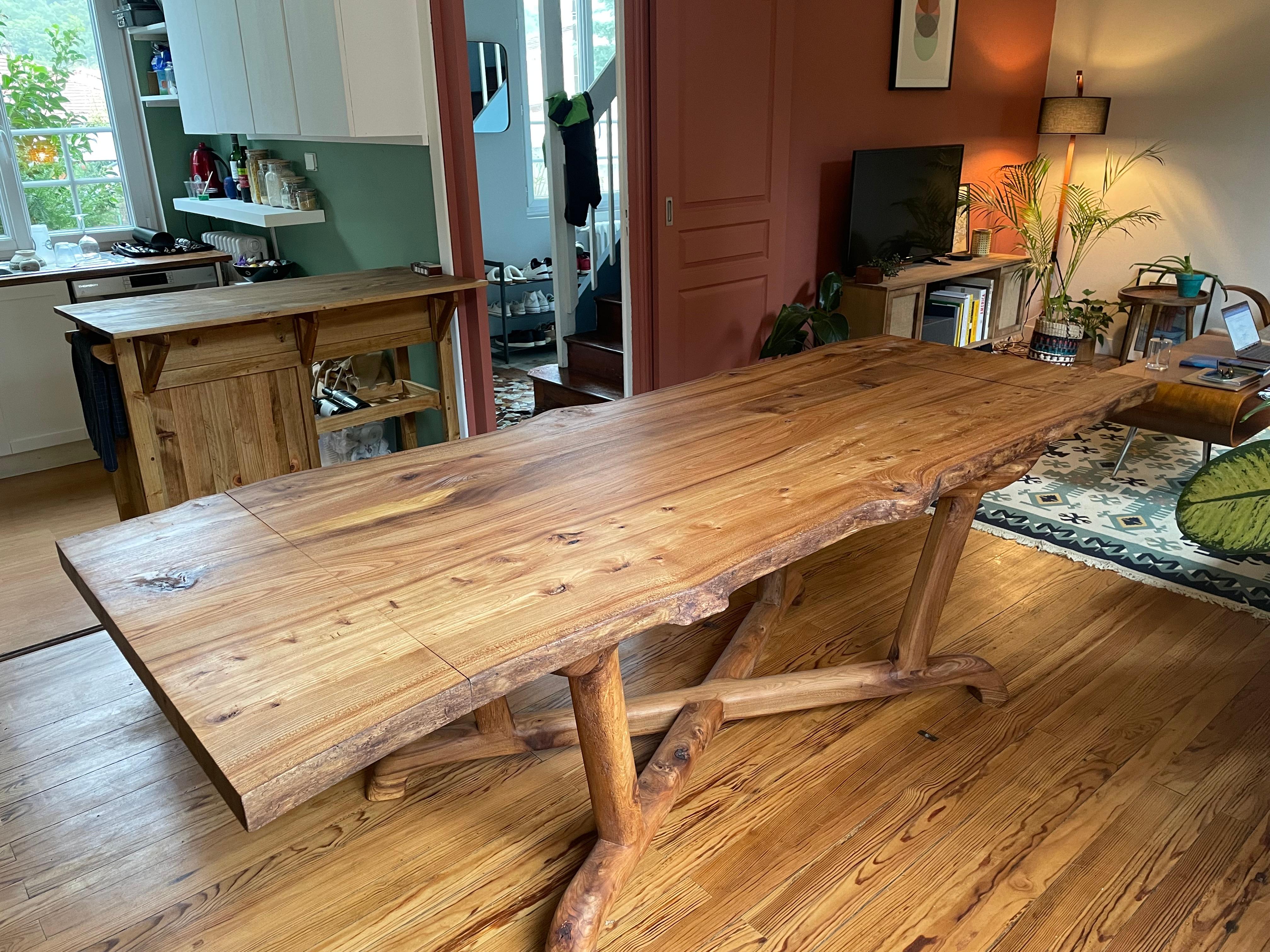 Travail du bois Table de salle à manger à rallonge - bois d'orme récupéré en vente