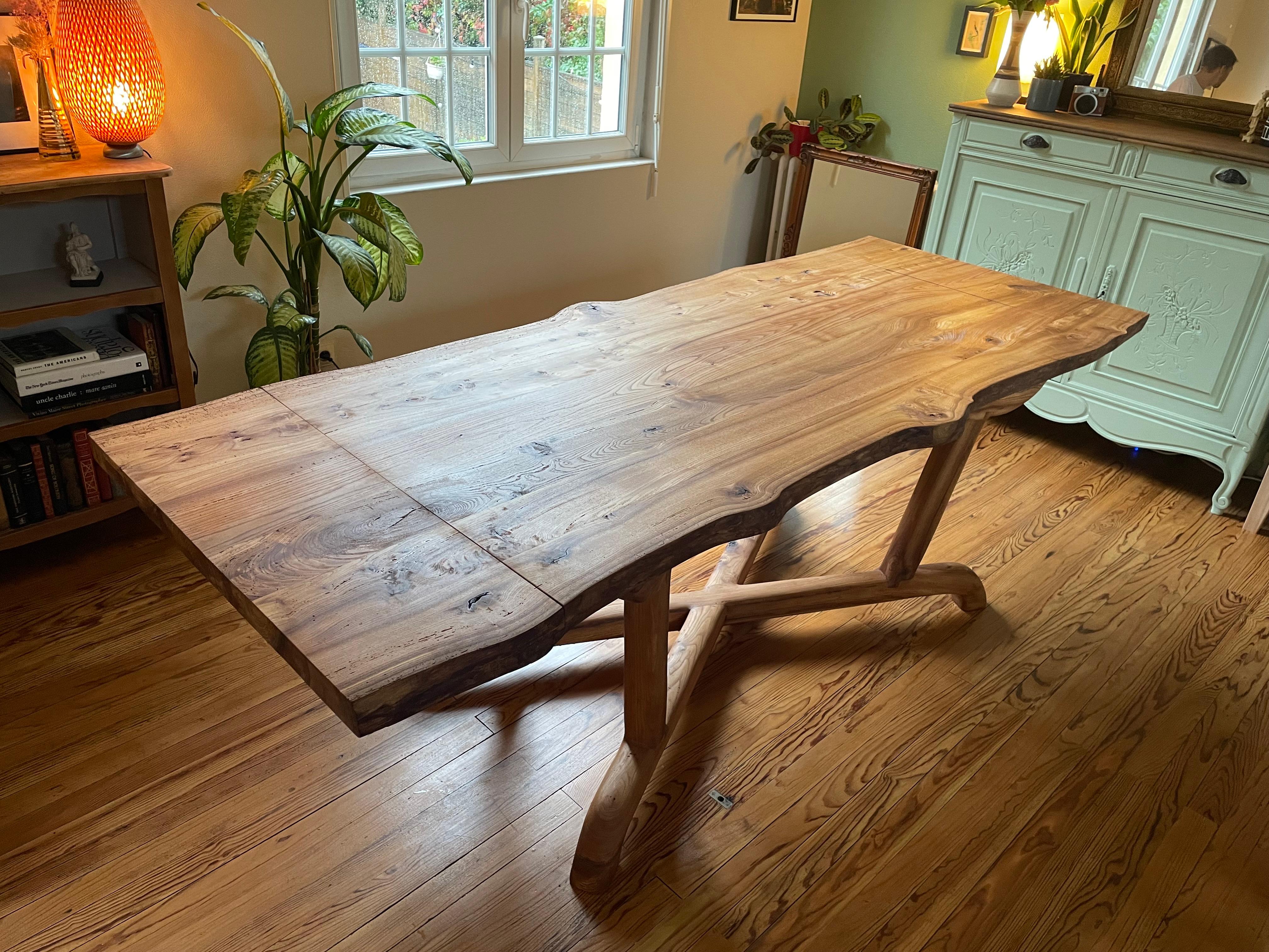 Contemporary Extendable Dining Table - Reclaimed Elm Wood For Sale