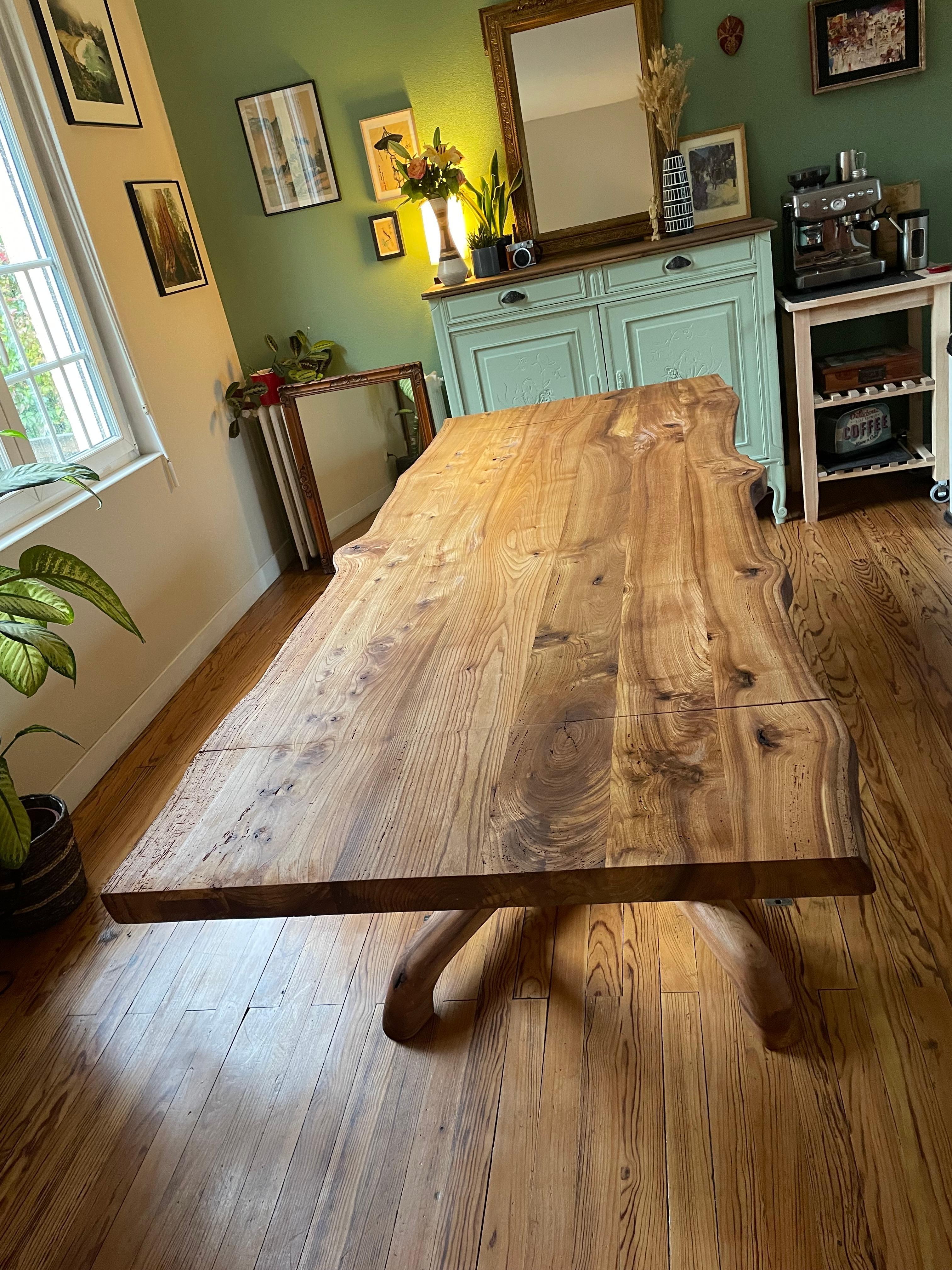 XXIe siècle et contemporain Table de salle à manger à rallonge - bois d'orme récupéré en vente