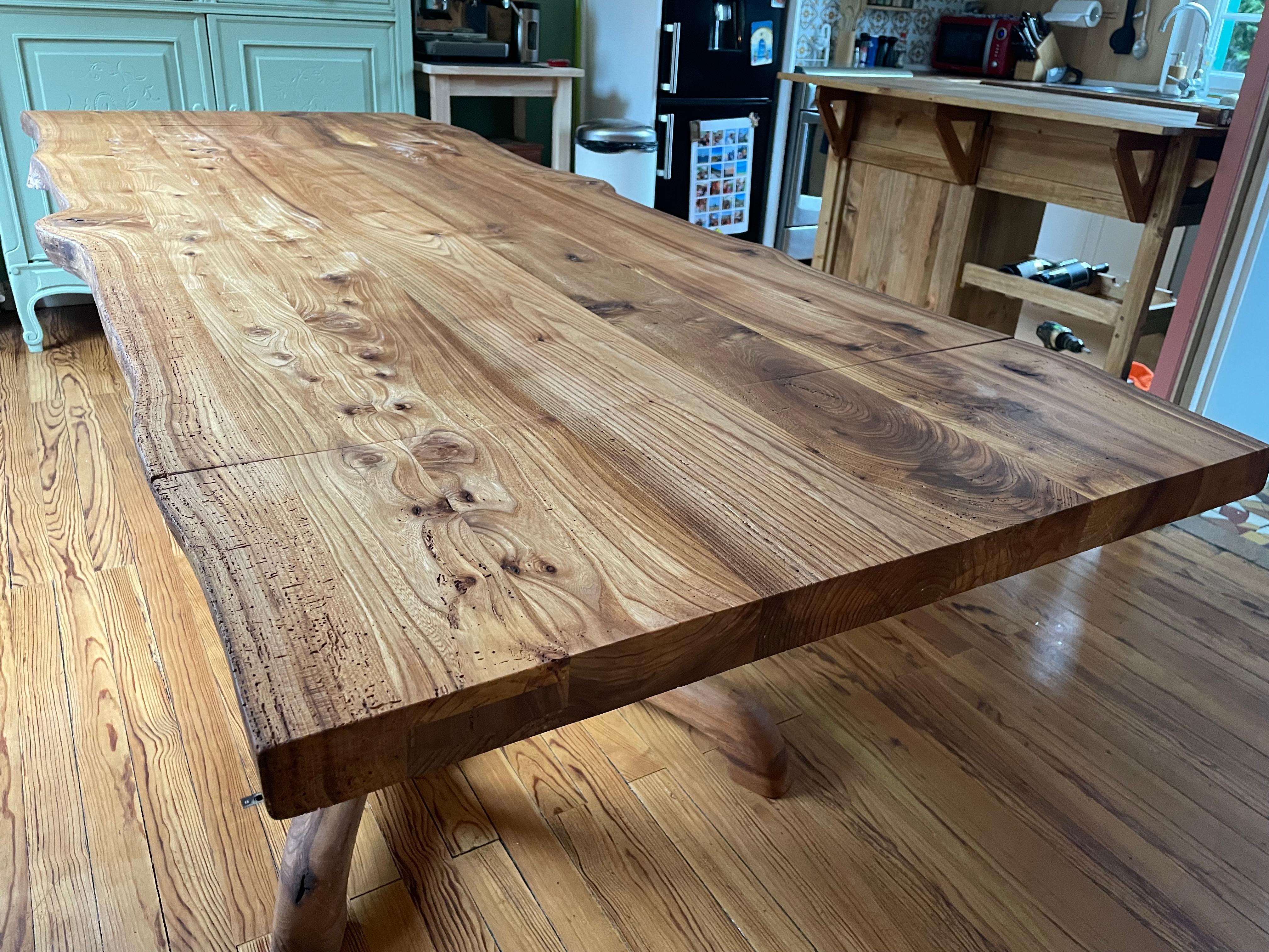 Extendable Dining Table - Reclaimed Elm Wood For Sale 1