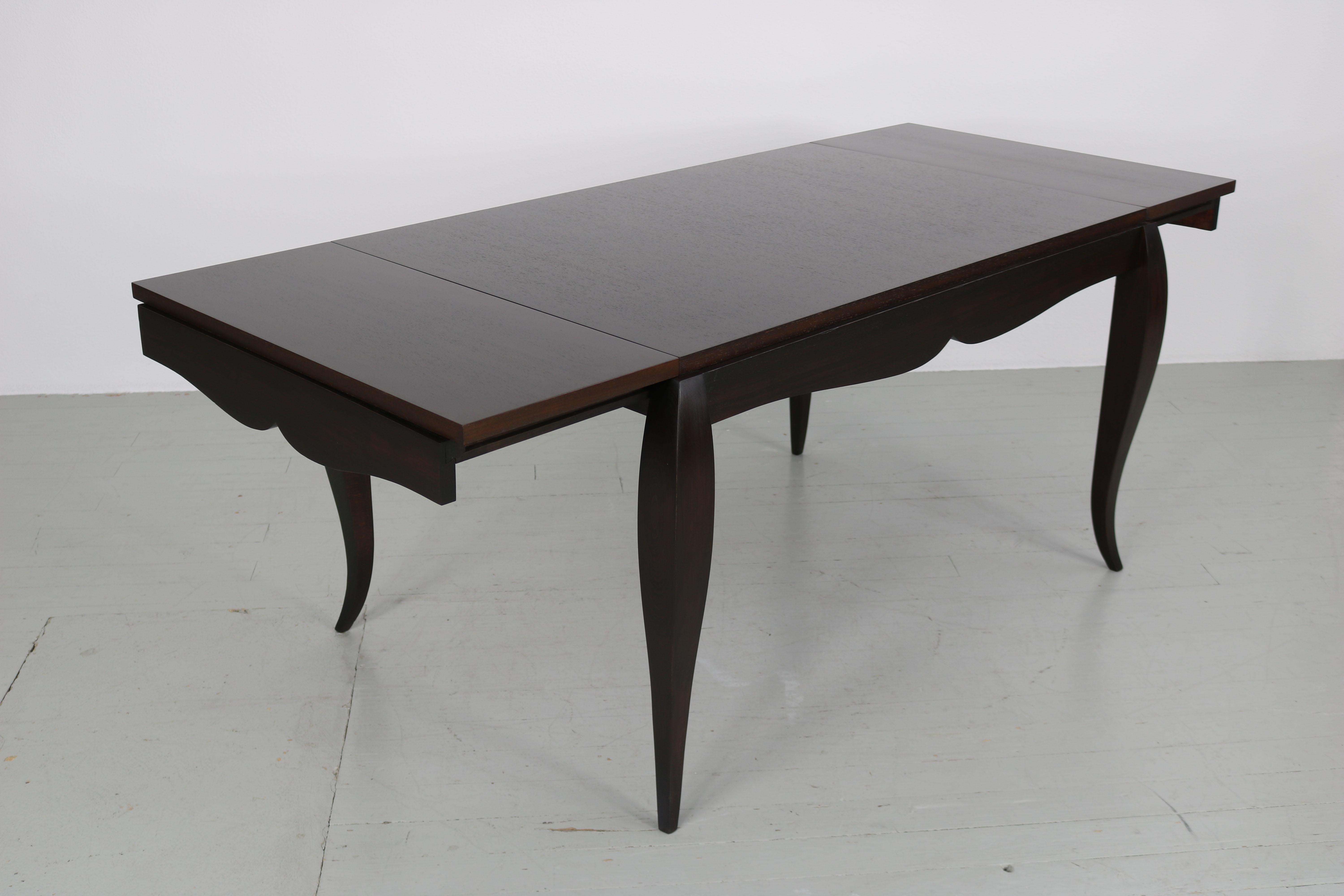 Extendable Dining Table with Curved Legs, 1940s For Sale 3