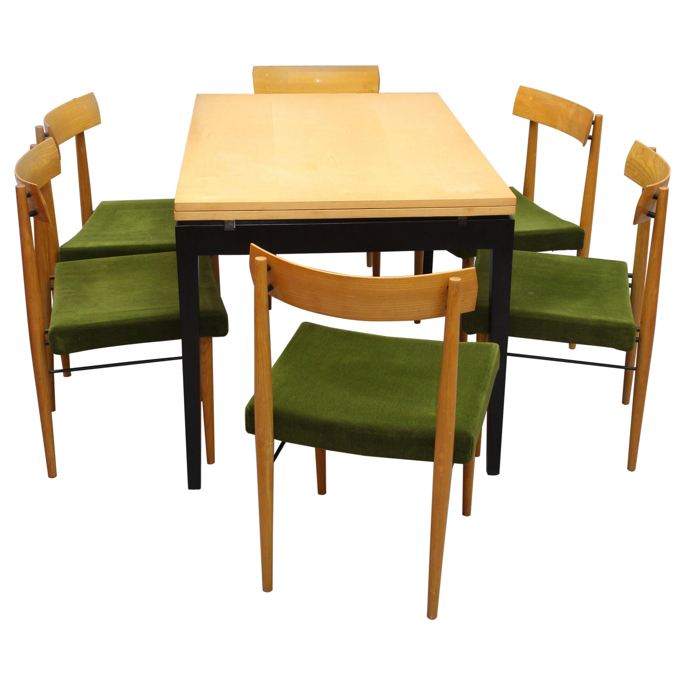 Extendable Dining Table with Six Chairs Vienna 1950 Soziales Wohnen