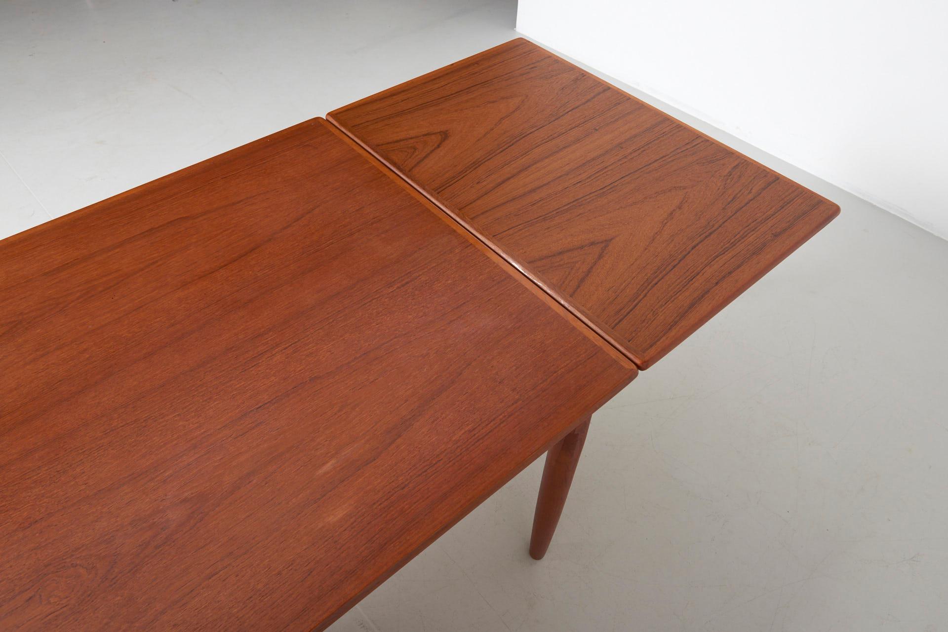 Danish Extendable Dining Table with Two Pull-Out Leaves