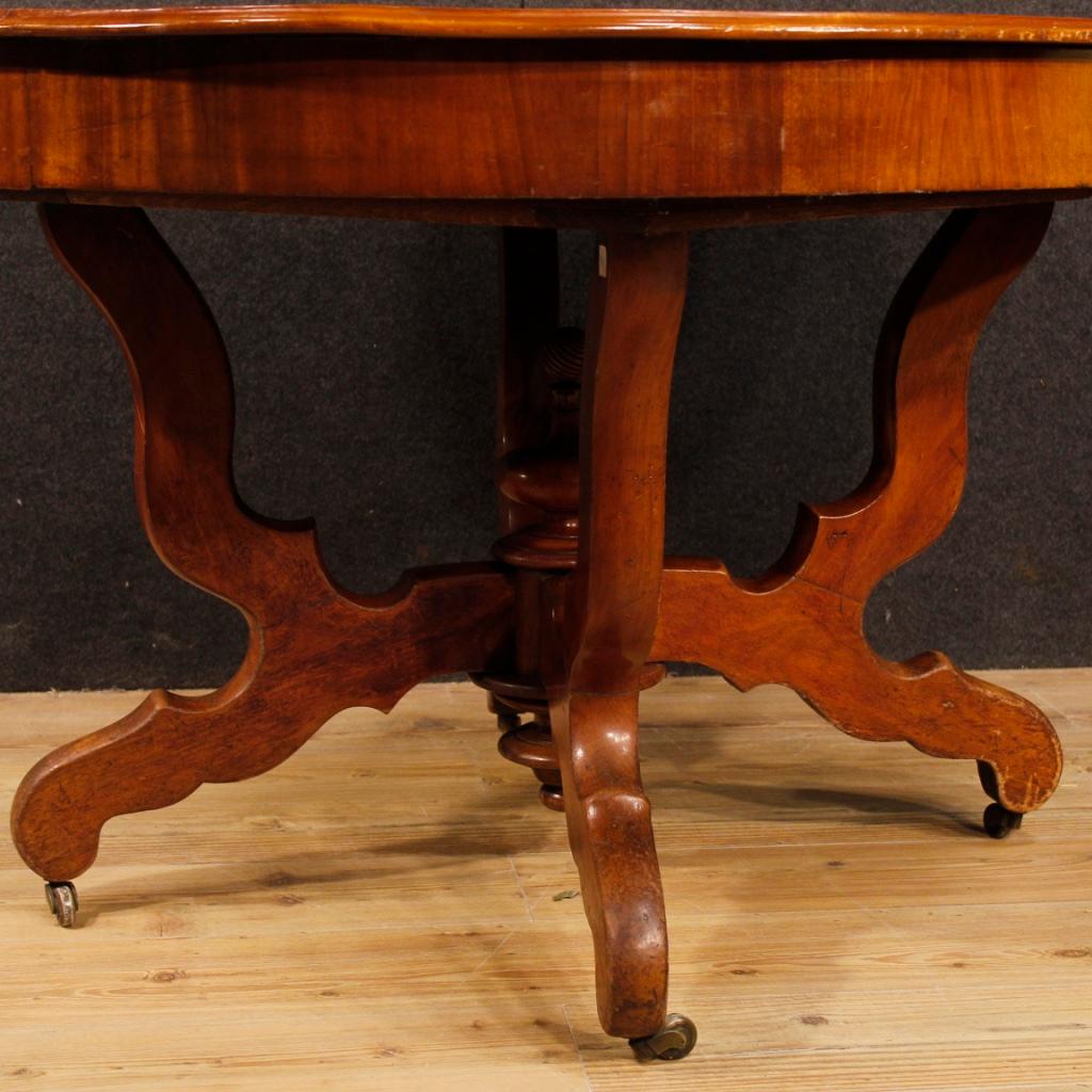 Oak Extendable Dutch Dining Table in Carved Mahogany Wood from 20th Century