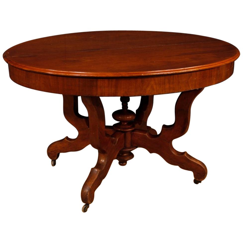 Extendable Dutch Dining Table in Carved Mahogany Wood from 20th Century