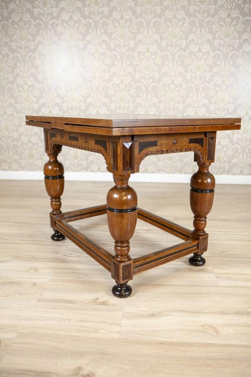 Extendable Dutch Oak Side Table, Late 19th Century - With provenance documented For Sale 1