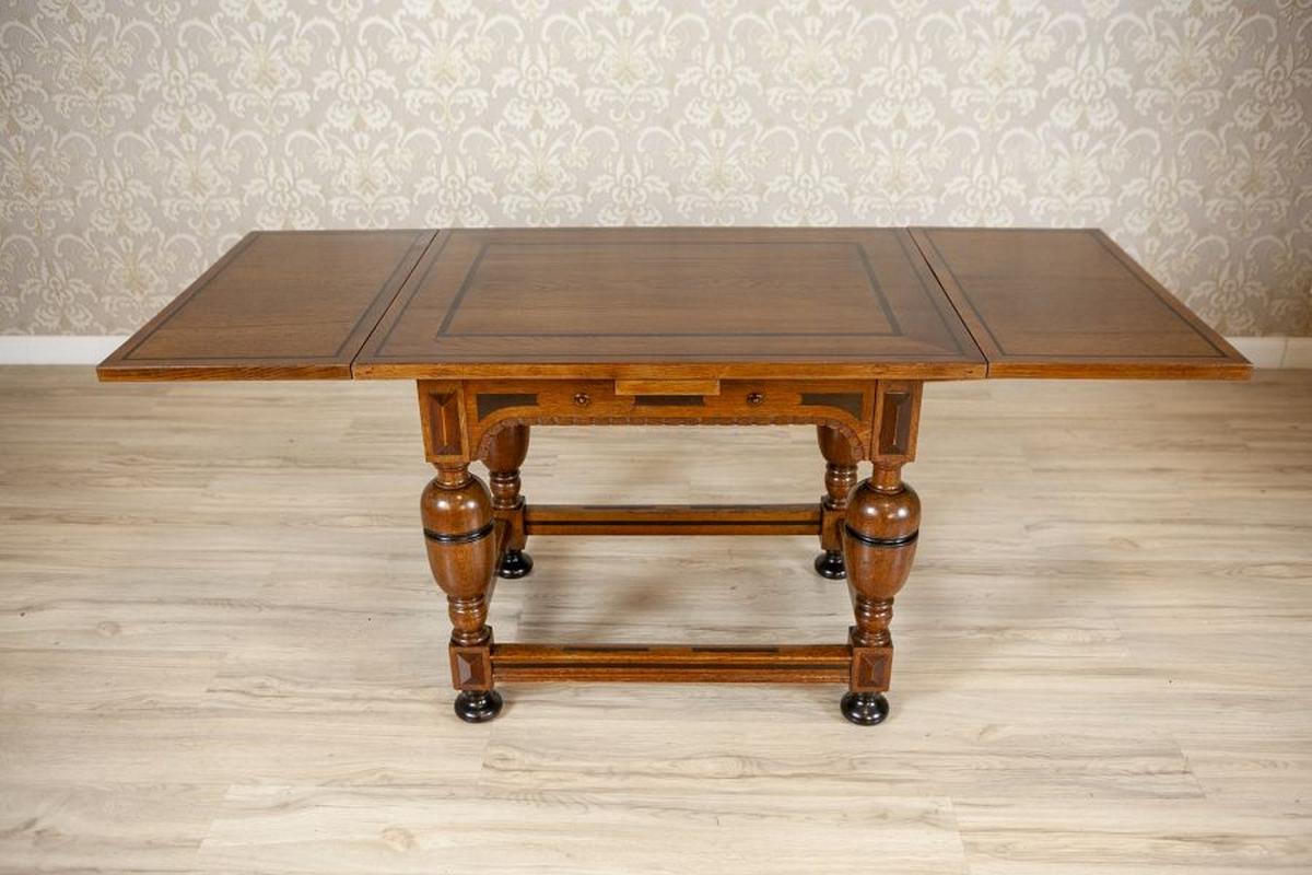 Extendable Dutch Oak Side Table, Late 19th Century - With provenance documented For Sale 3