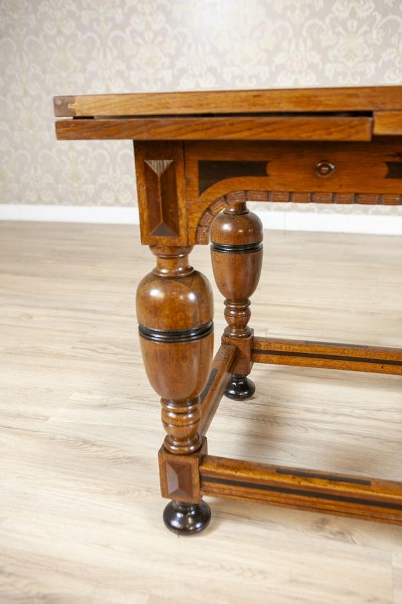 Extendable Dutch Oak Side Table, Late 19th Century - With provenance documented For Sale 5