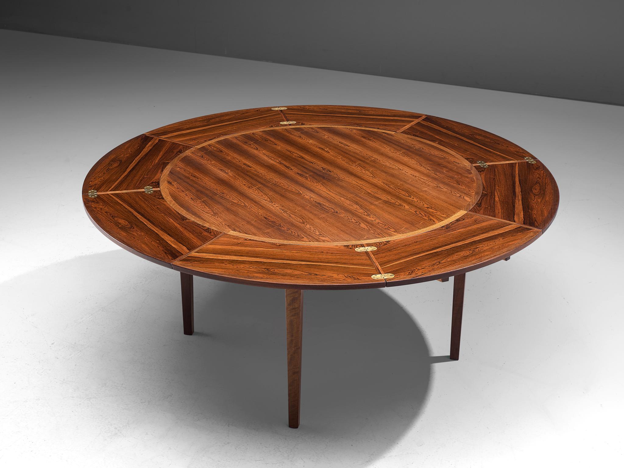 Scandinavian Modern Extendable 'Flip-Top' Lotus Table in Rosewood by Dyrlund