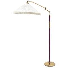 Extendable Floor Lamp Covered with Raspberry Suede