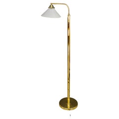 Extendable Floor Lamp with Original Opal Glass Shade Around, 1920s