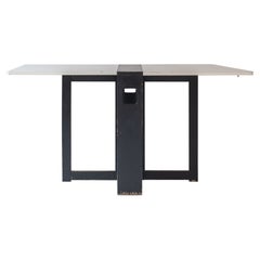 Extendable folding dining table with architectural base, Belgium 1960s.