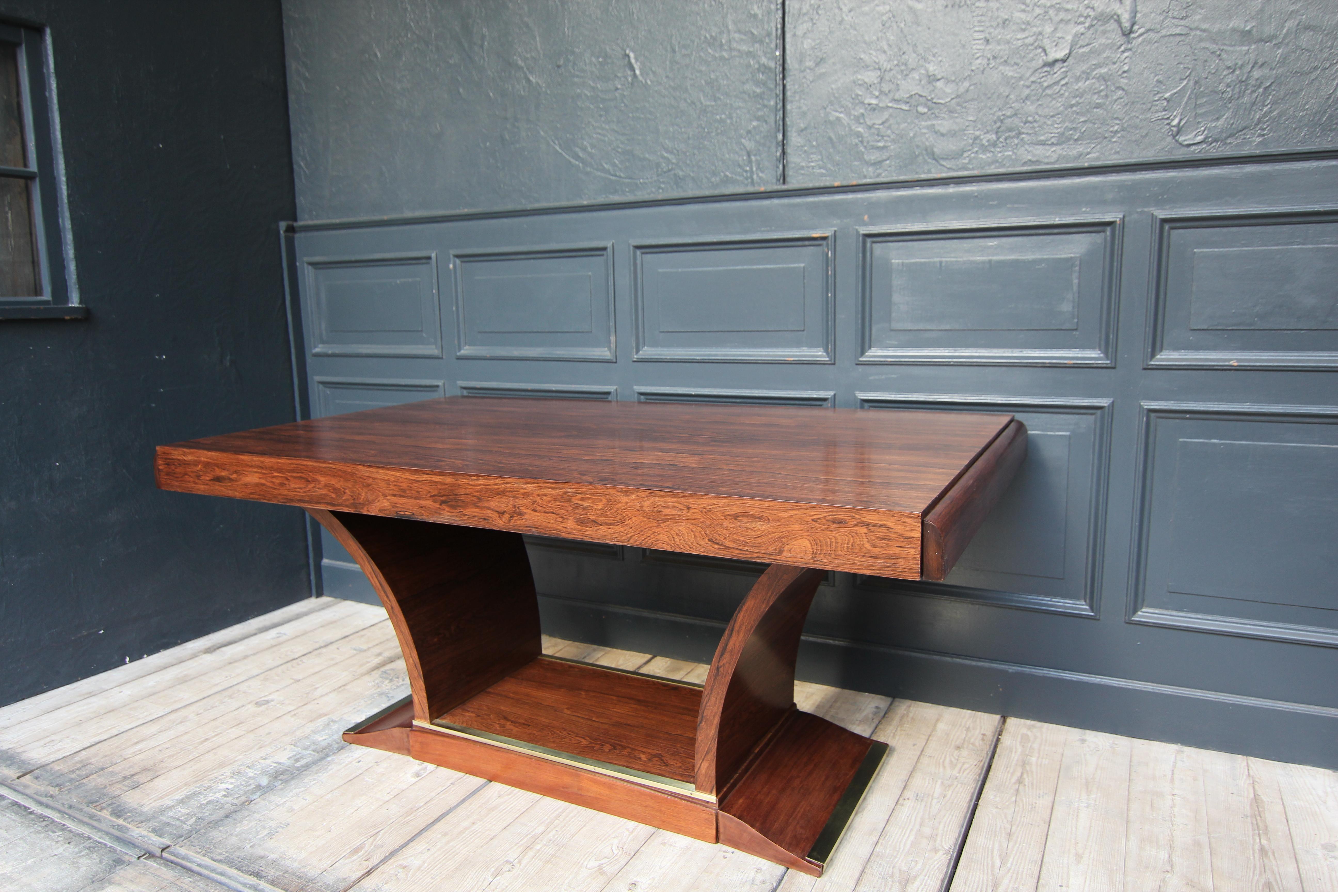 Table à rallonge en palissandre Art déco français, années 1930 Bon état - En vente à Dusseldorf, DE