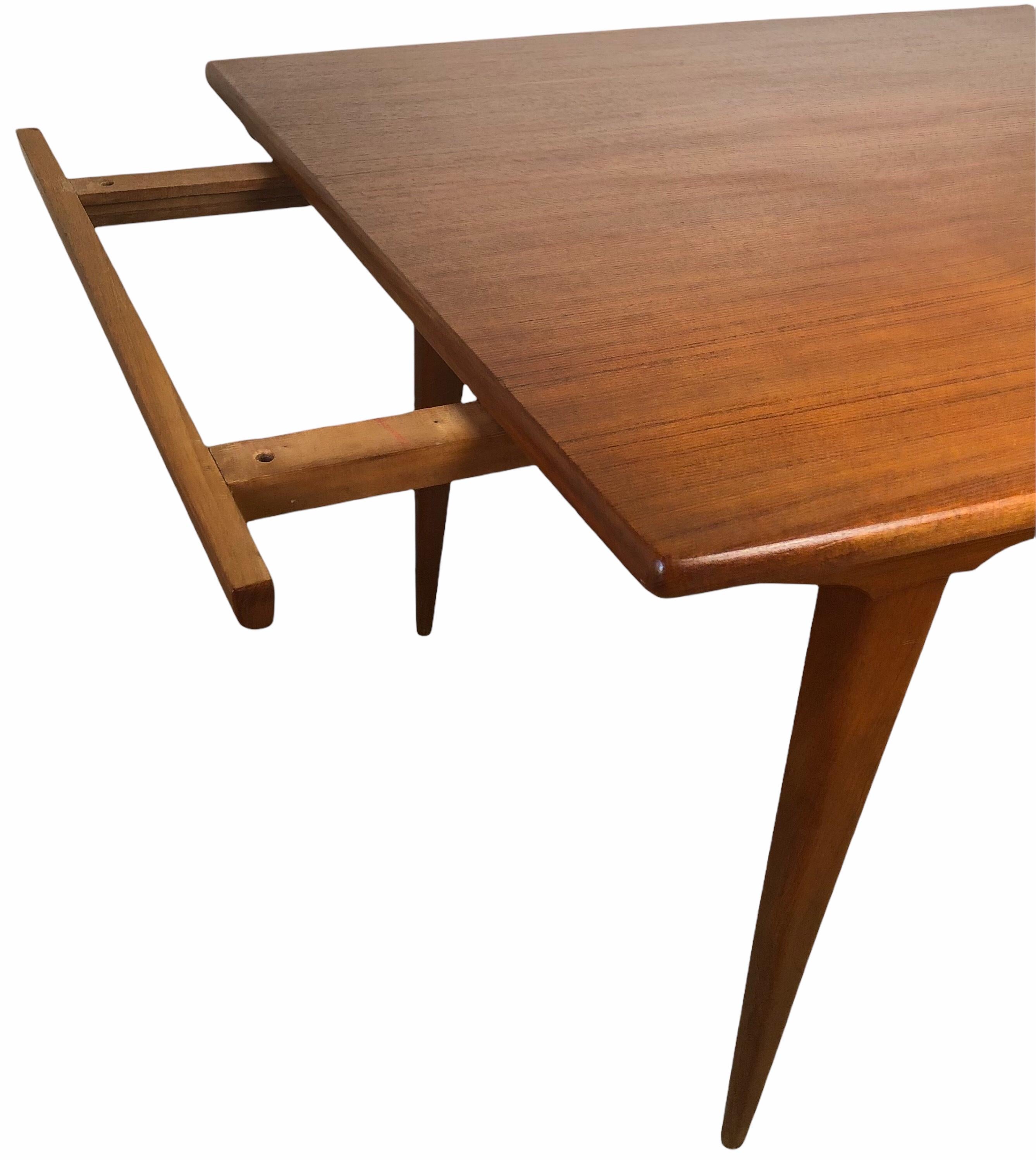 French Extendable Scandinavian Style Dining Table Manner of Vilhelm Wohlert For Sale