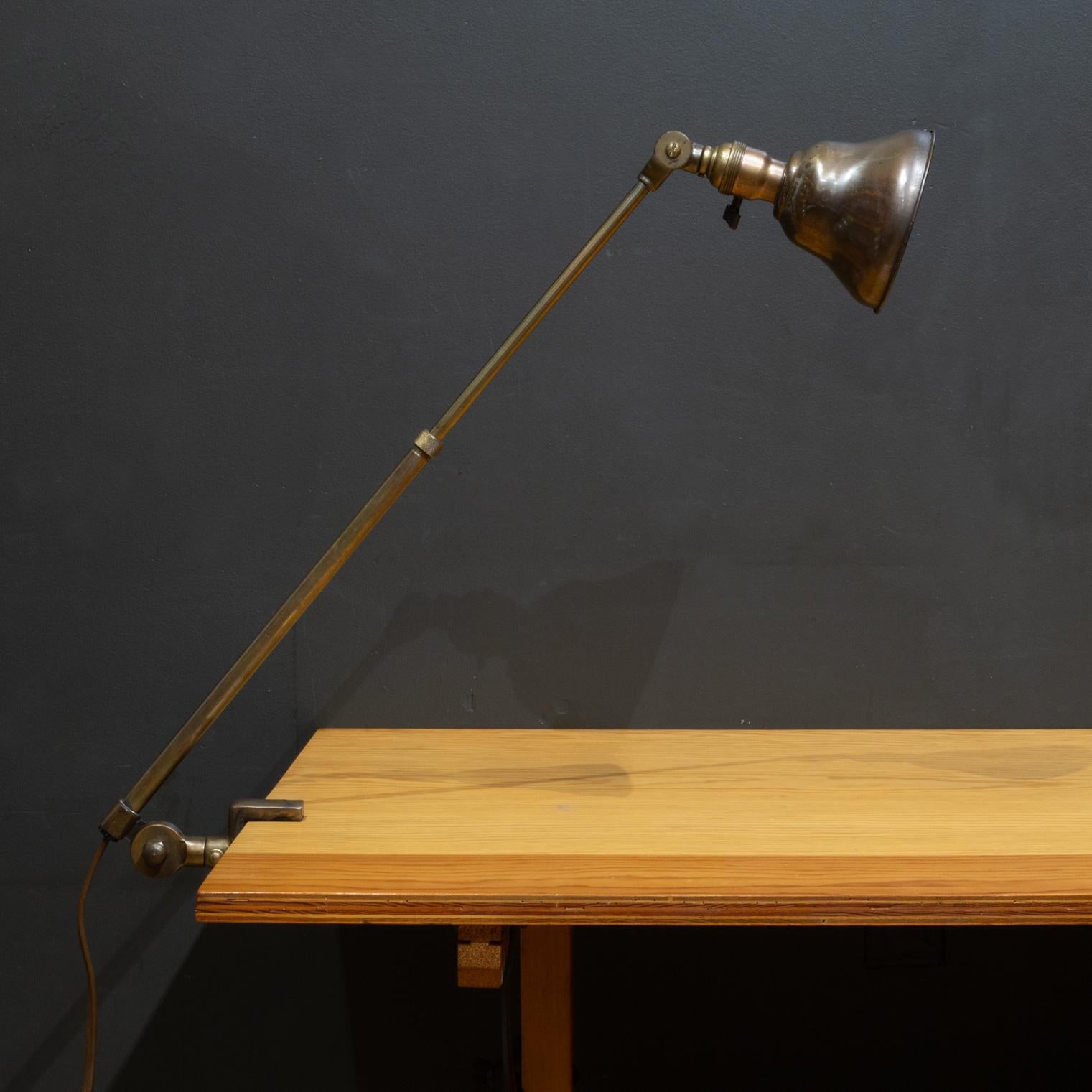 Brass Extendable Industrial Bronze Task Lamp c.1930-1940 For Sale