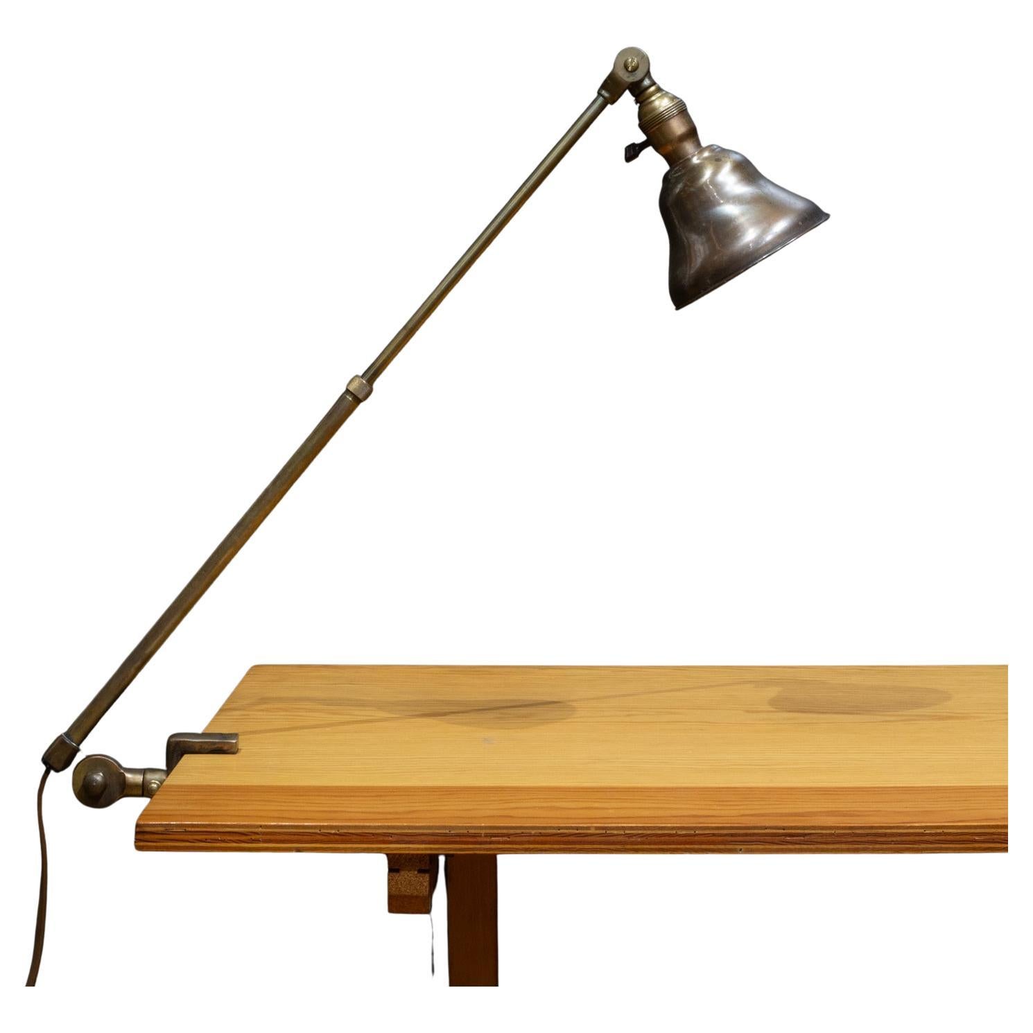 Extendable Industrial Bronze Task Lamp c.1930-1940 For Sale