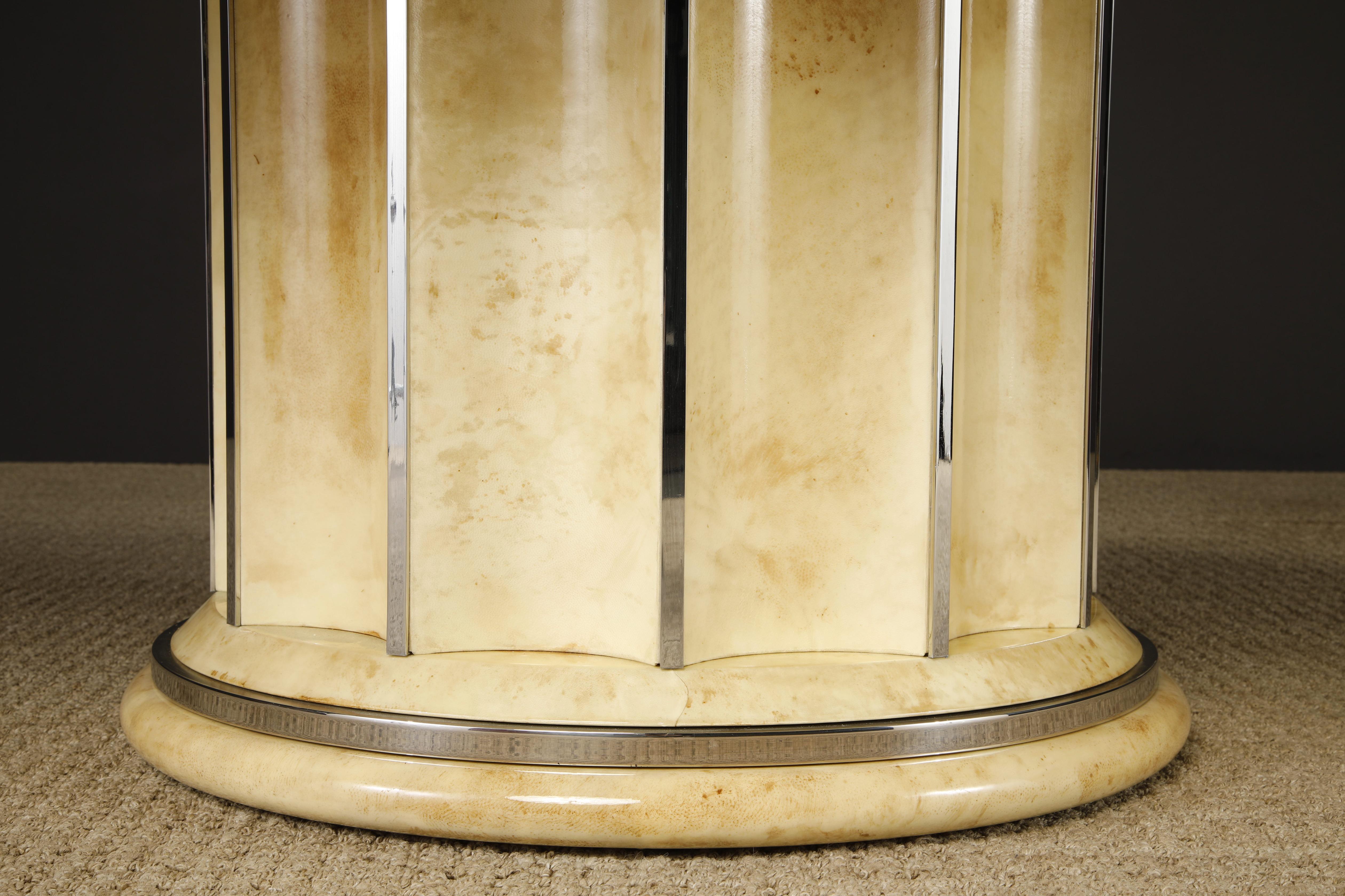 Extendable Lacquered Goatskin Dining Table, c 1970, Restored w French Polish For Sale 10