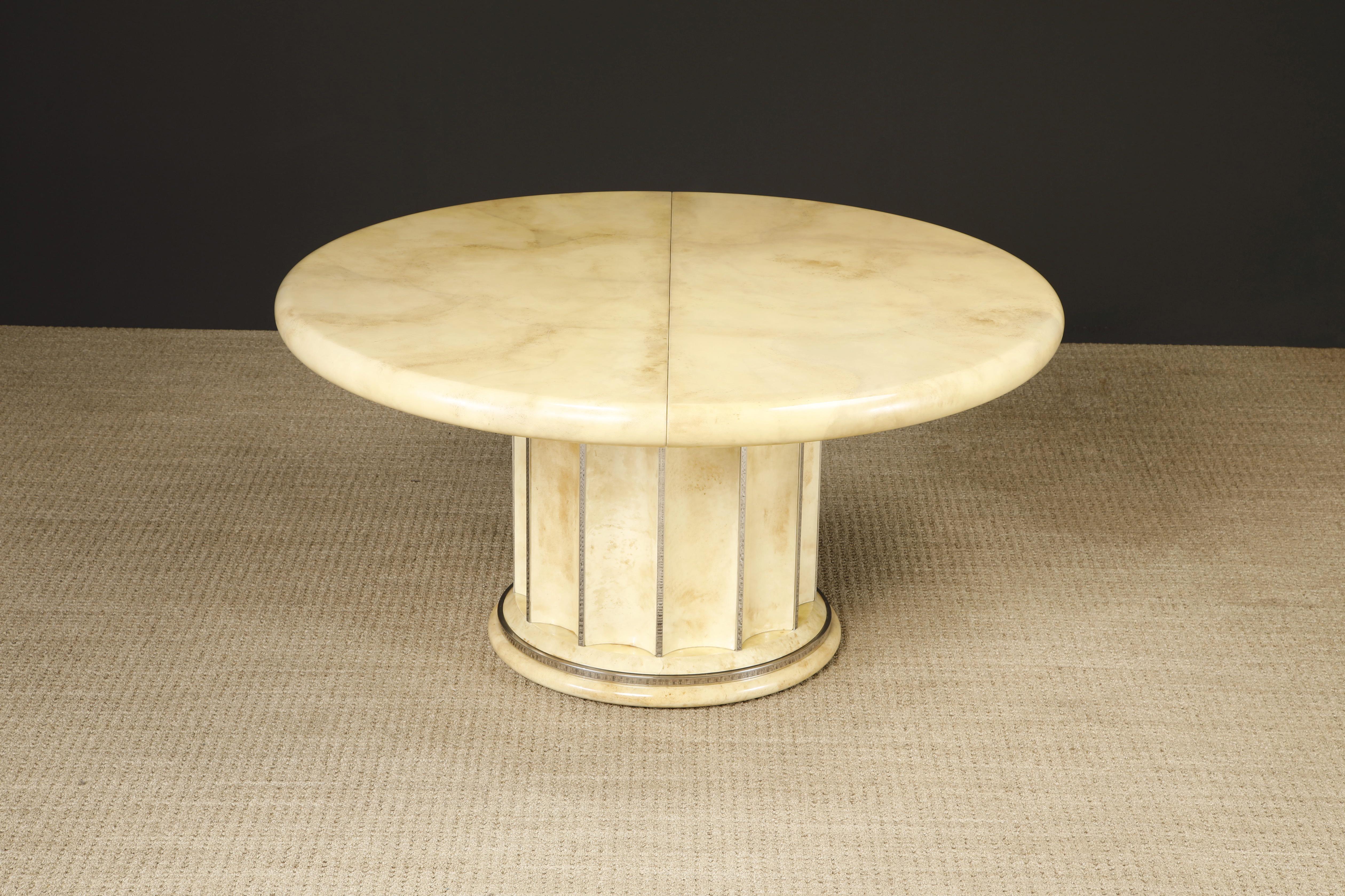 Extendable Lacquered Goatskin Dining Table, c 1970, Restored w French Polish For Sale 1