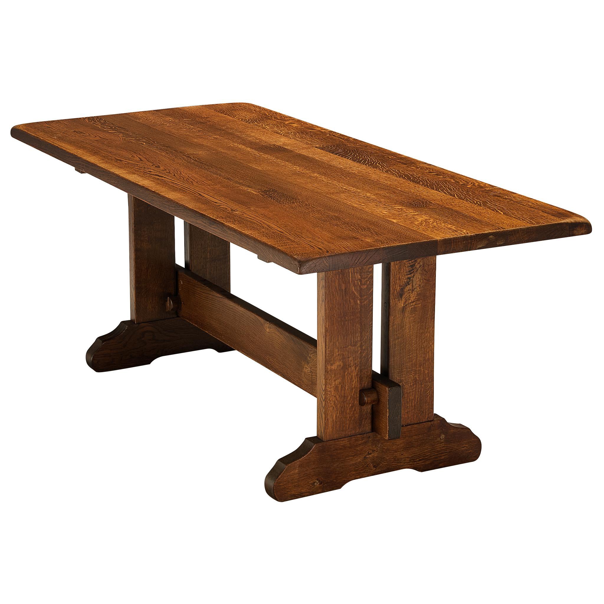 Extendable Mid-Century Dining Rustic Modern Table in Oak