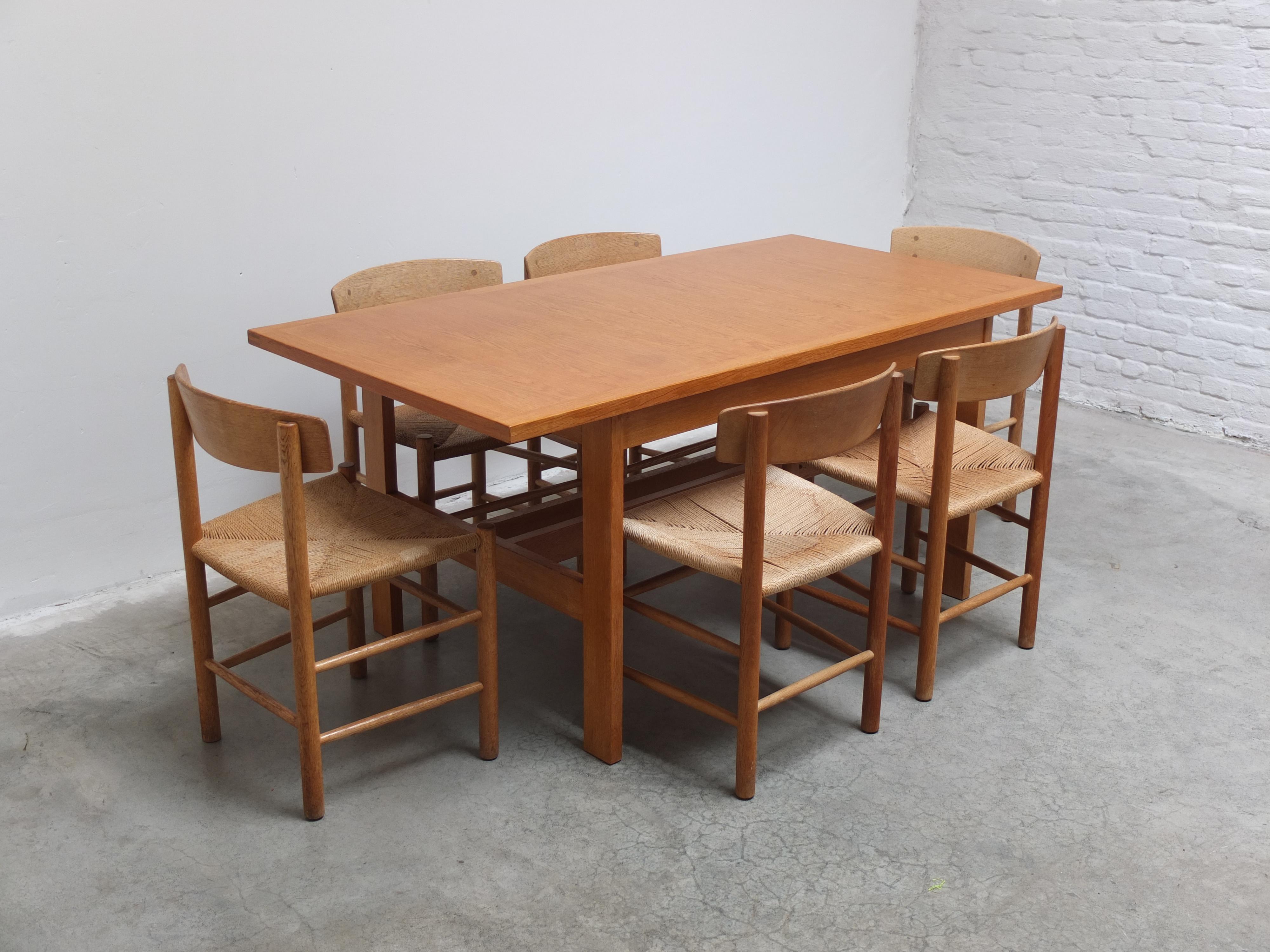 Extendable 'N-Line' Dining Table in Oak by P&J Neirinck, 1960s For Sale 11