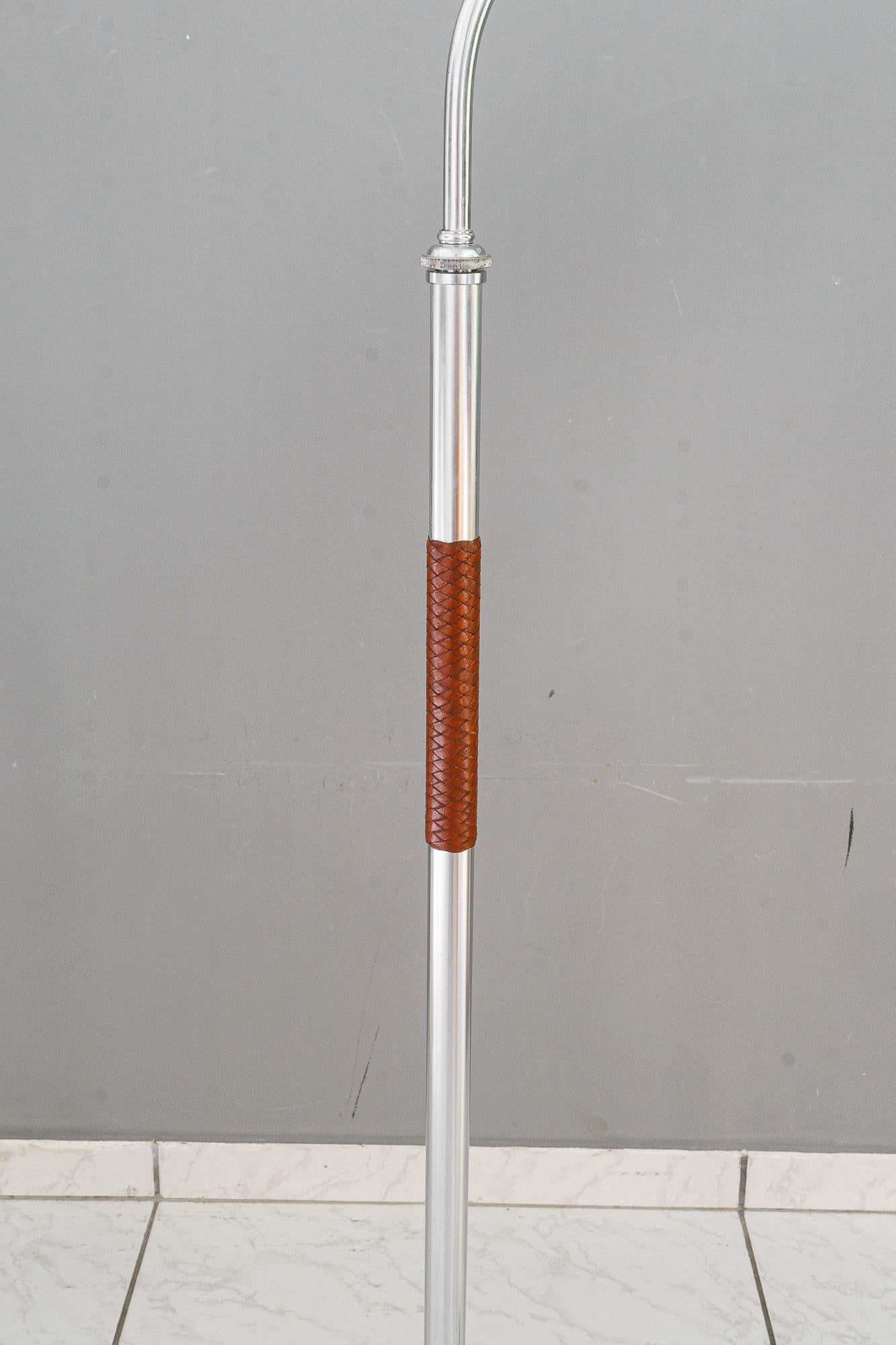 Austrian Extendable nickel-plated art deco floor lamp vienna around 1920s For Sale