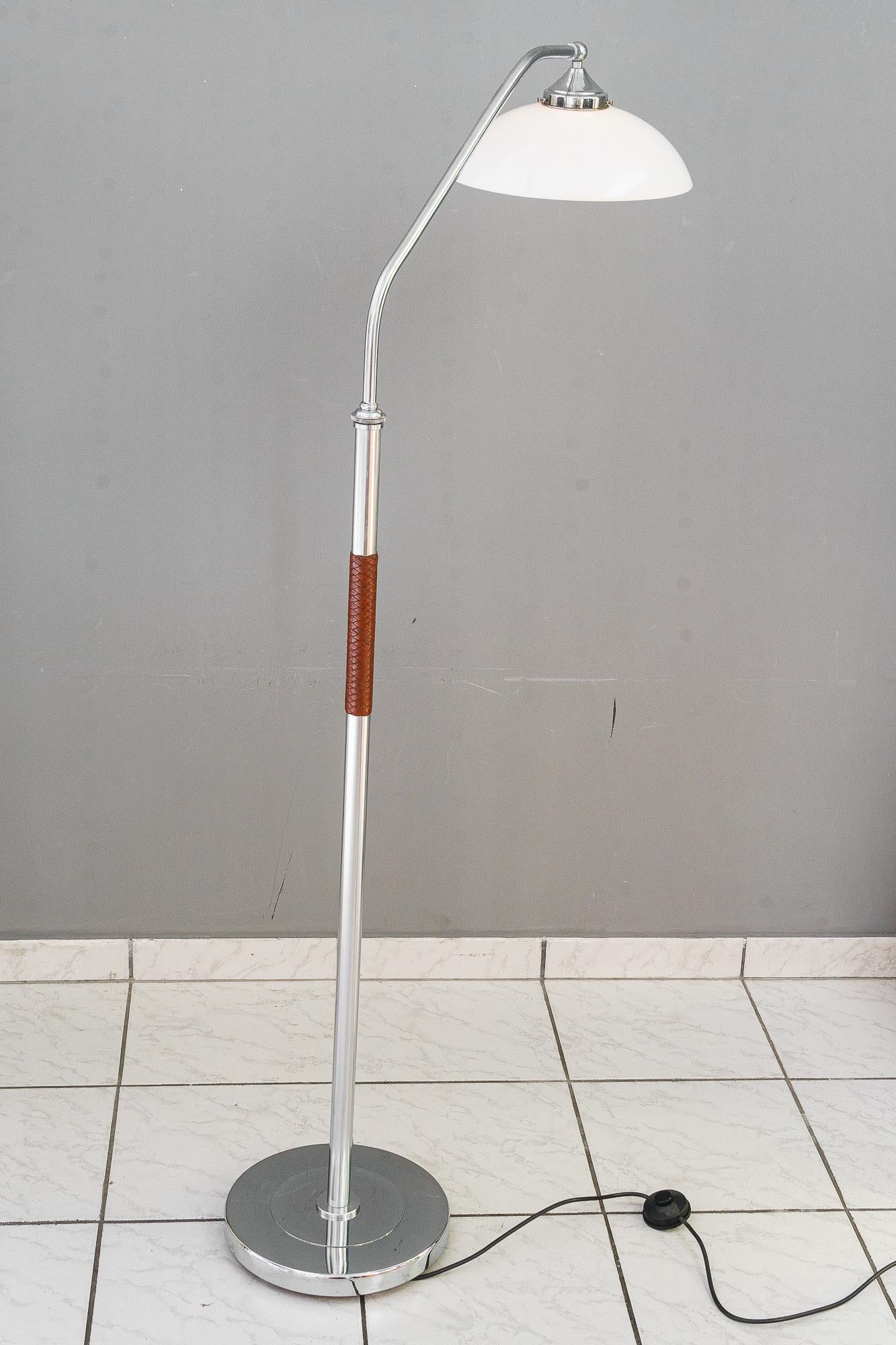Early 20th Century Extendable nickel-plated art deco floor lamp vienna around 1920s For Sale