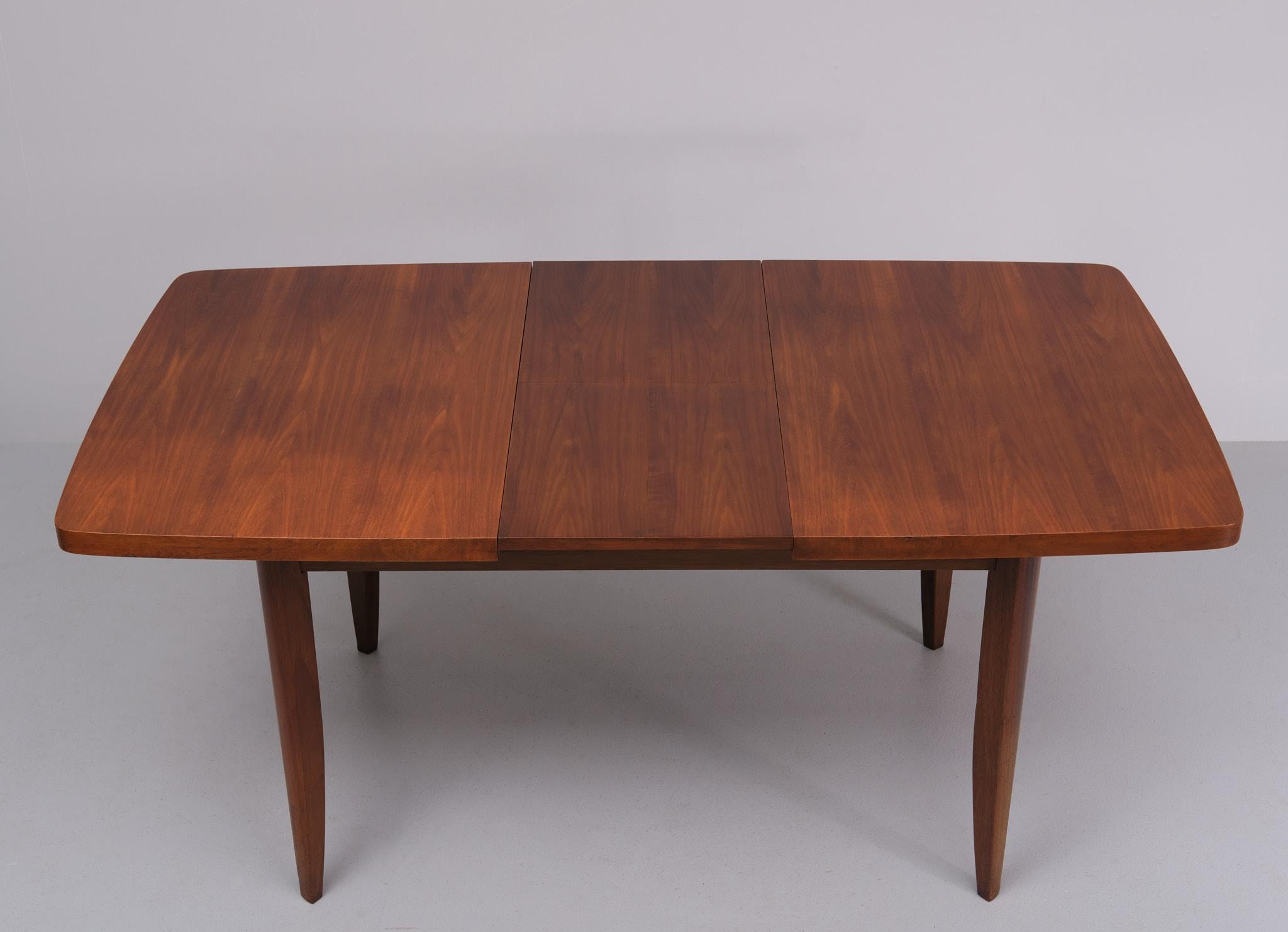 Czech Extendable Nutwood dining table  Jindrich Halabala  1960s  For Sale