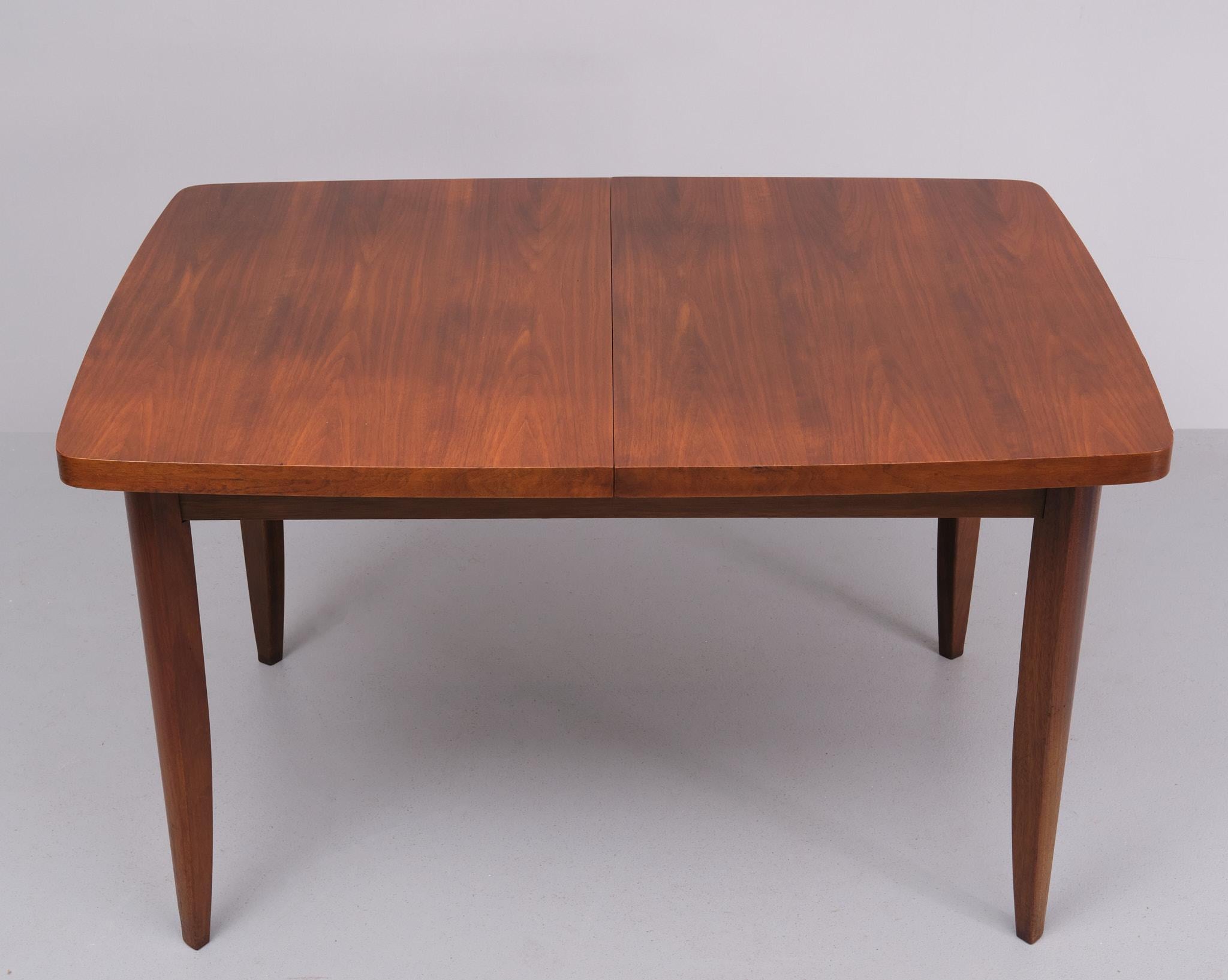 Extendable Nutwood dining table  Jindrich Halabala  1960s  For Sale 1