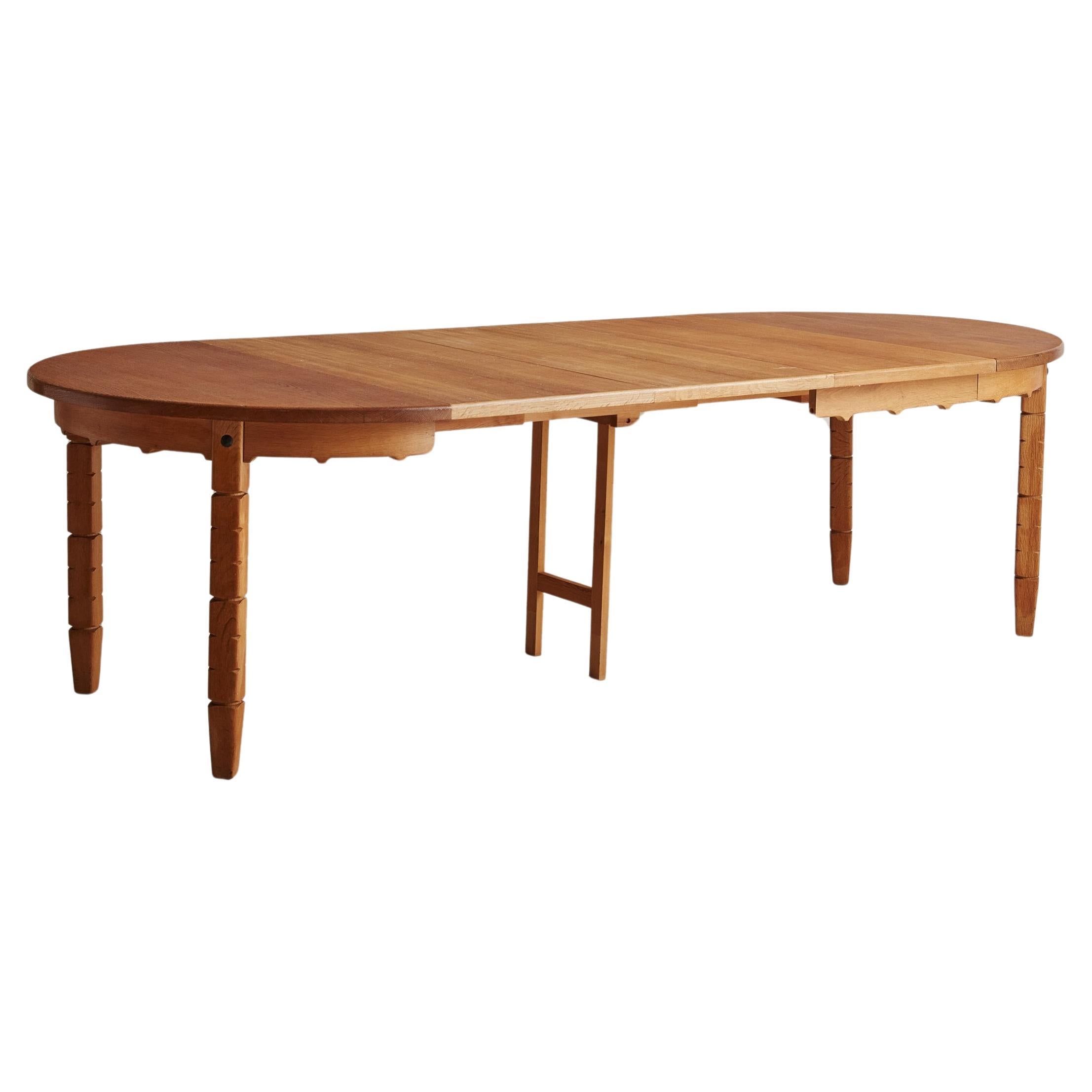 Extendable Oak Dining Table Attributed to Henning Kjærnulf, Denmark 1964 For Sale