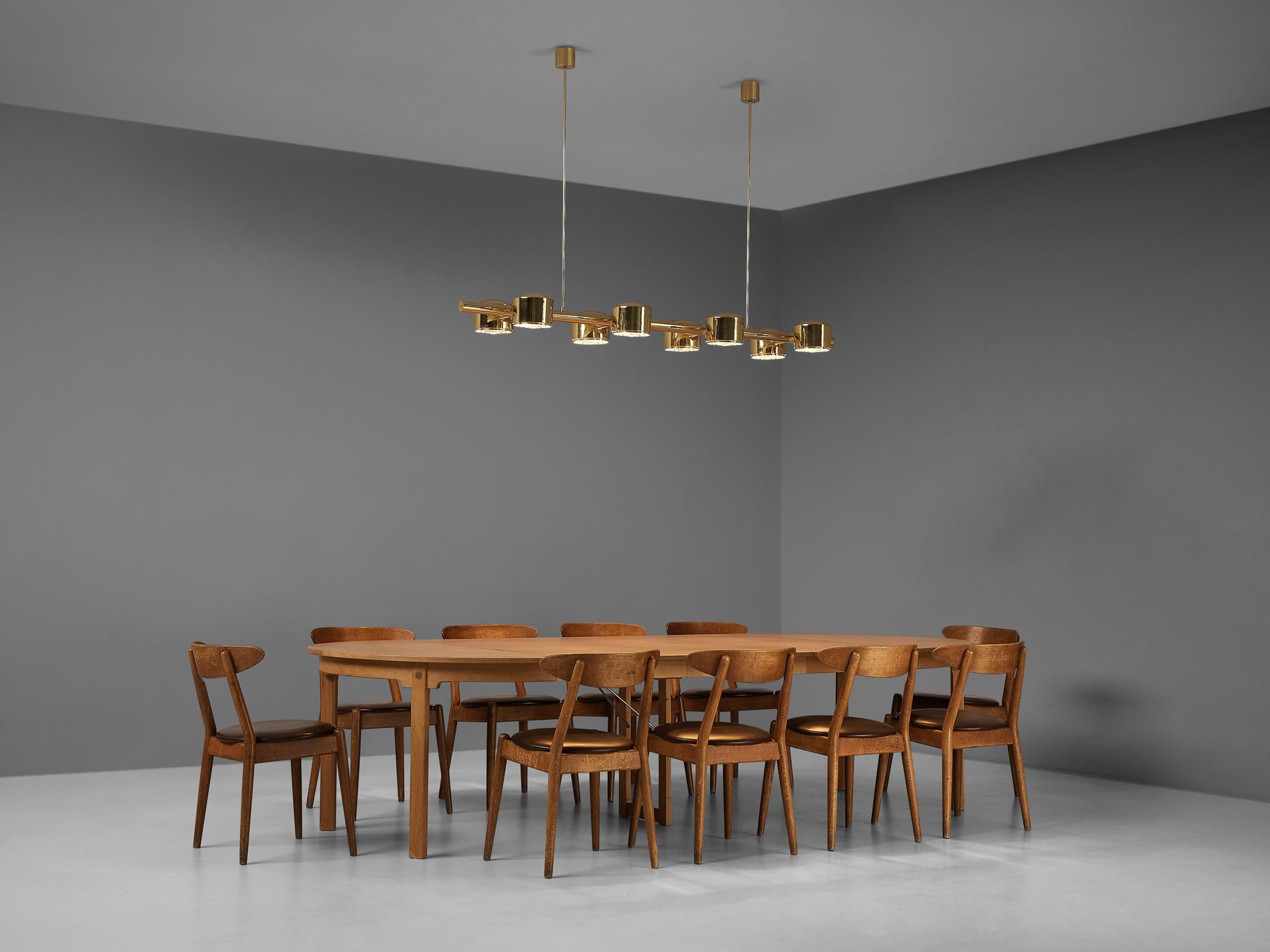 Jørgen Bo and Vilhelm Wohlert for P. Jeppesens Møbelfabrik, set of twelve ‘Louisiana’ dining chairs, oak, leather, Denmark, 1958
The ‘Louisiana’ chair was initially created for the Louisiana Museum of Modern Art in Humlebæk (Denmark) which Danish