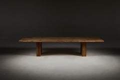 Extendable oak table with central live edge brown oak by Jonathan Field