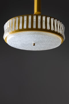 Extendable pendant lamp in yellow metal and plastic, 1970 Extendable