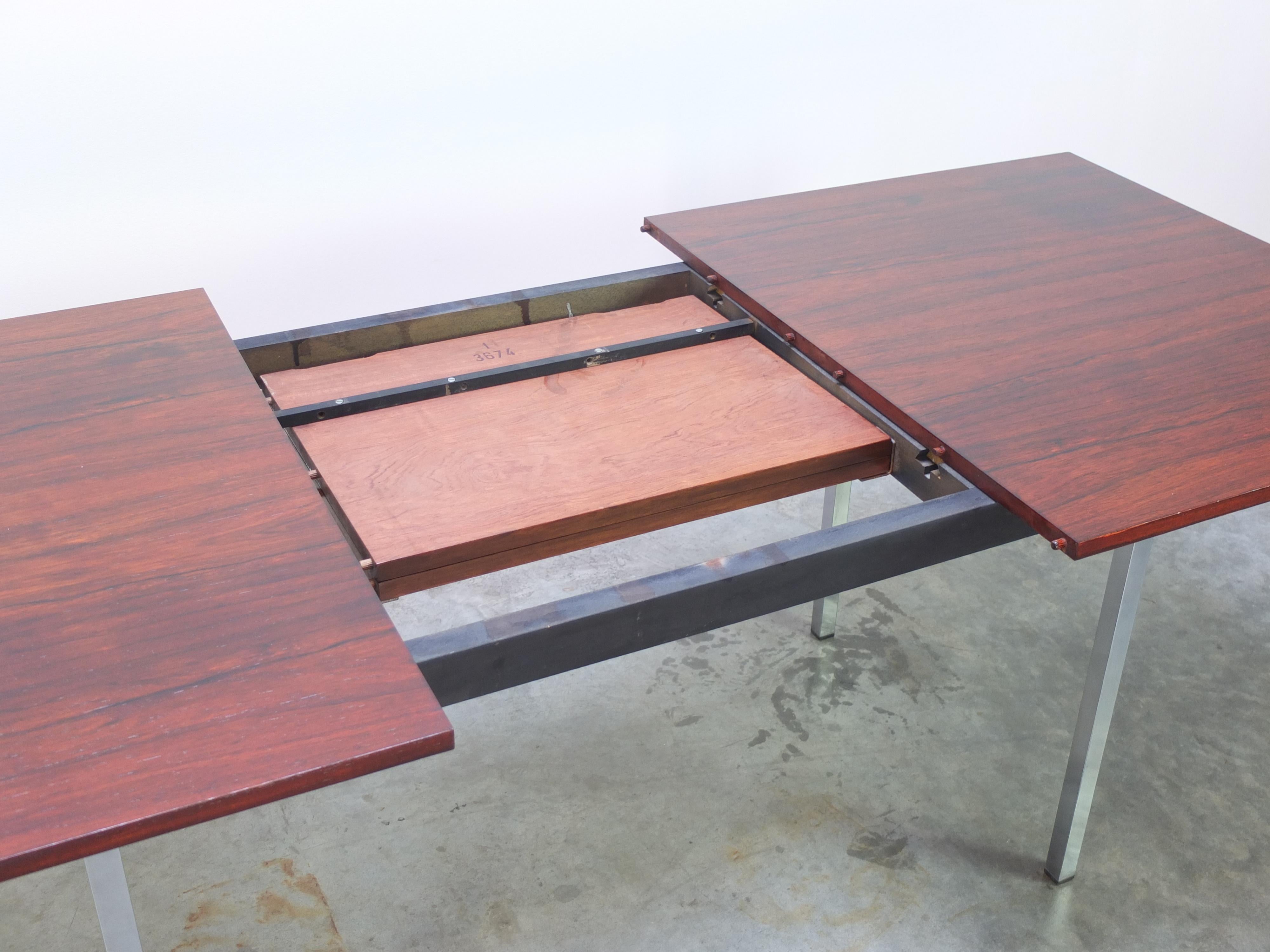 Metal Extendable Rosewood Dining Table by Alfred Hendrickx for Belform, 1960s