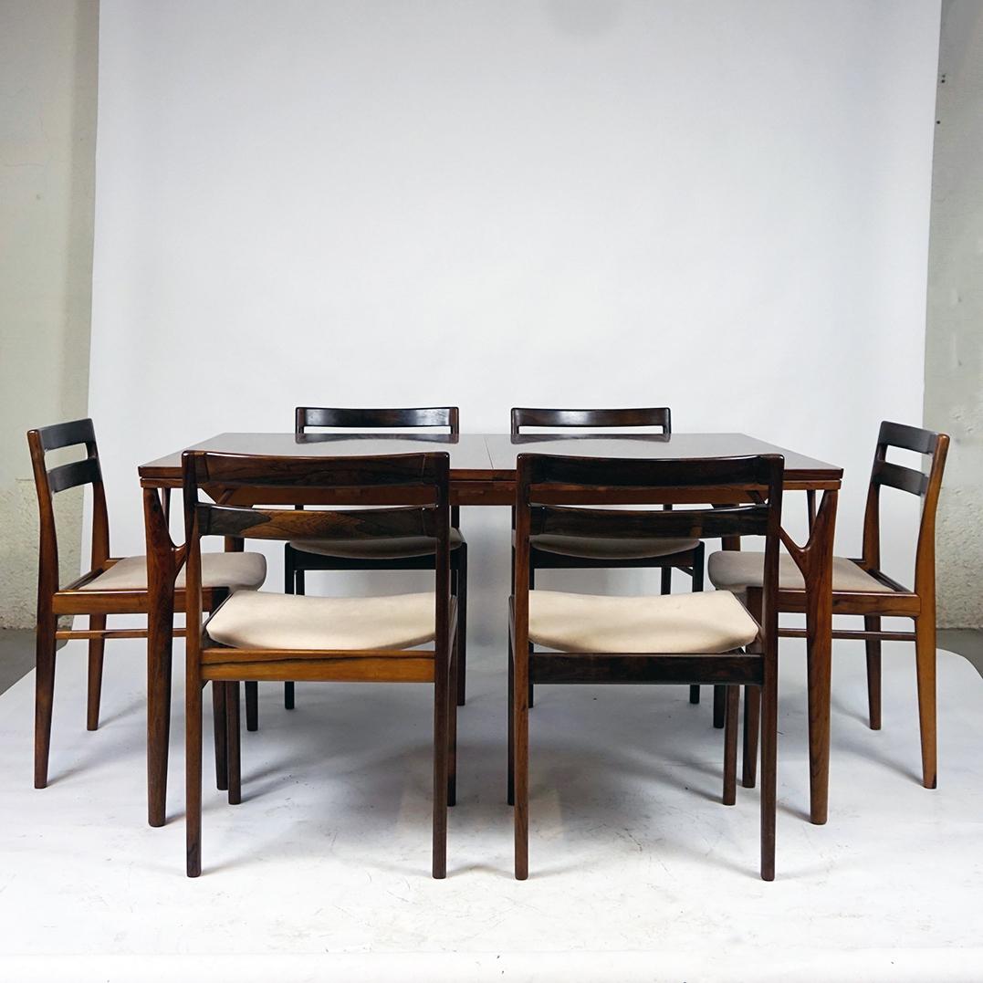 Extendable Rosewood Dining Table by Helge Vestergaard Jensen Denmark For Sale 6