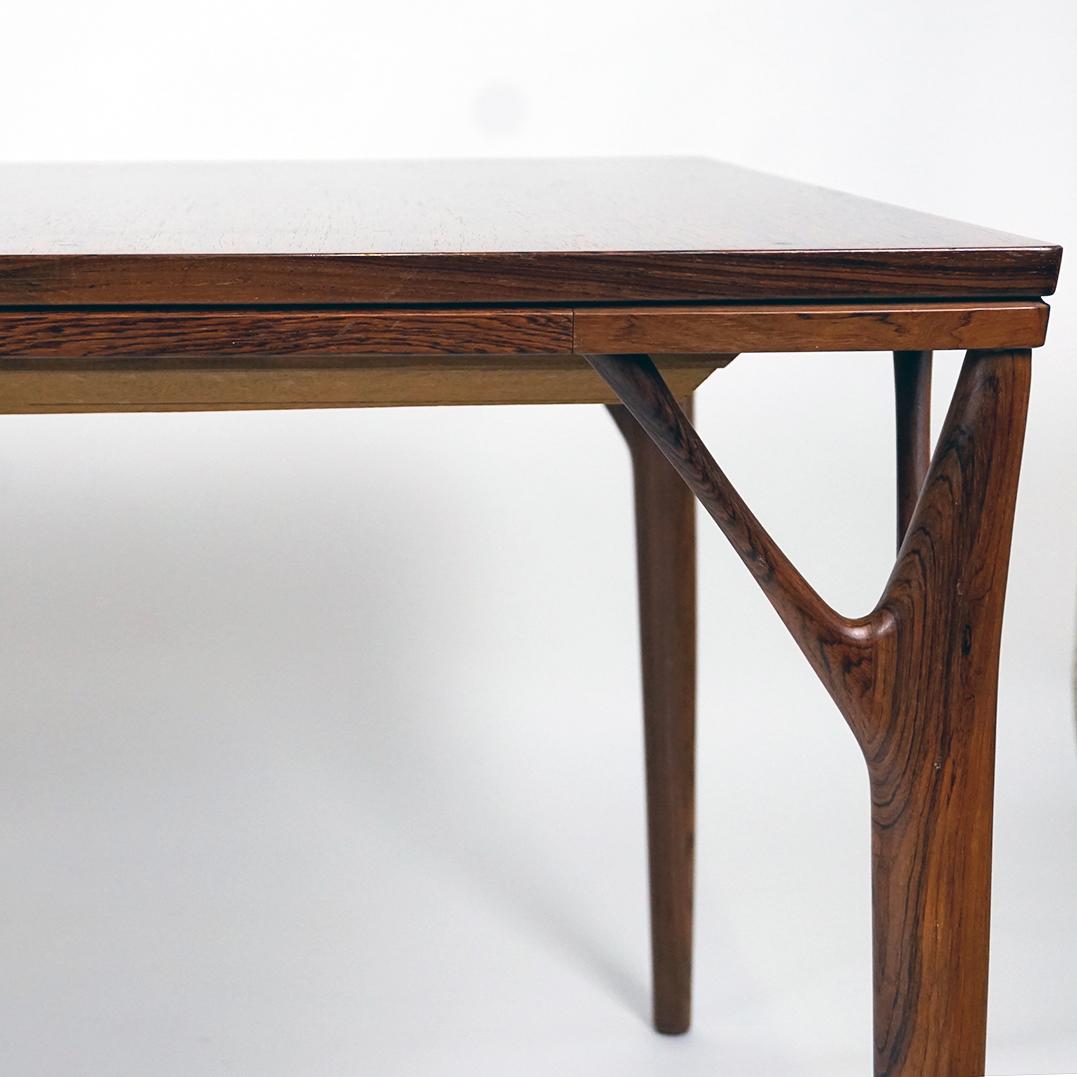 Danish Extendable Rosewood Dining Table by Helge Vestergaard Jensen Denmark For Sale