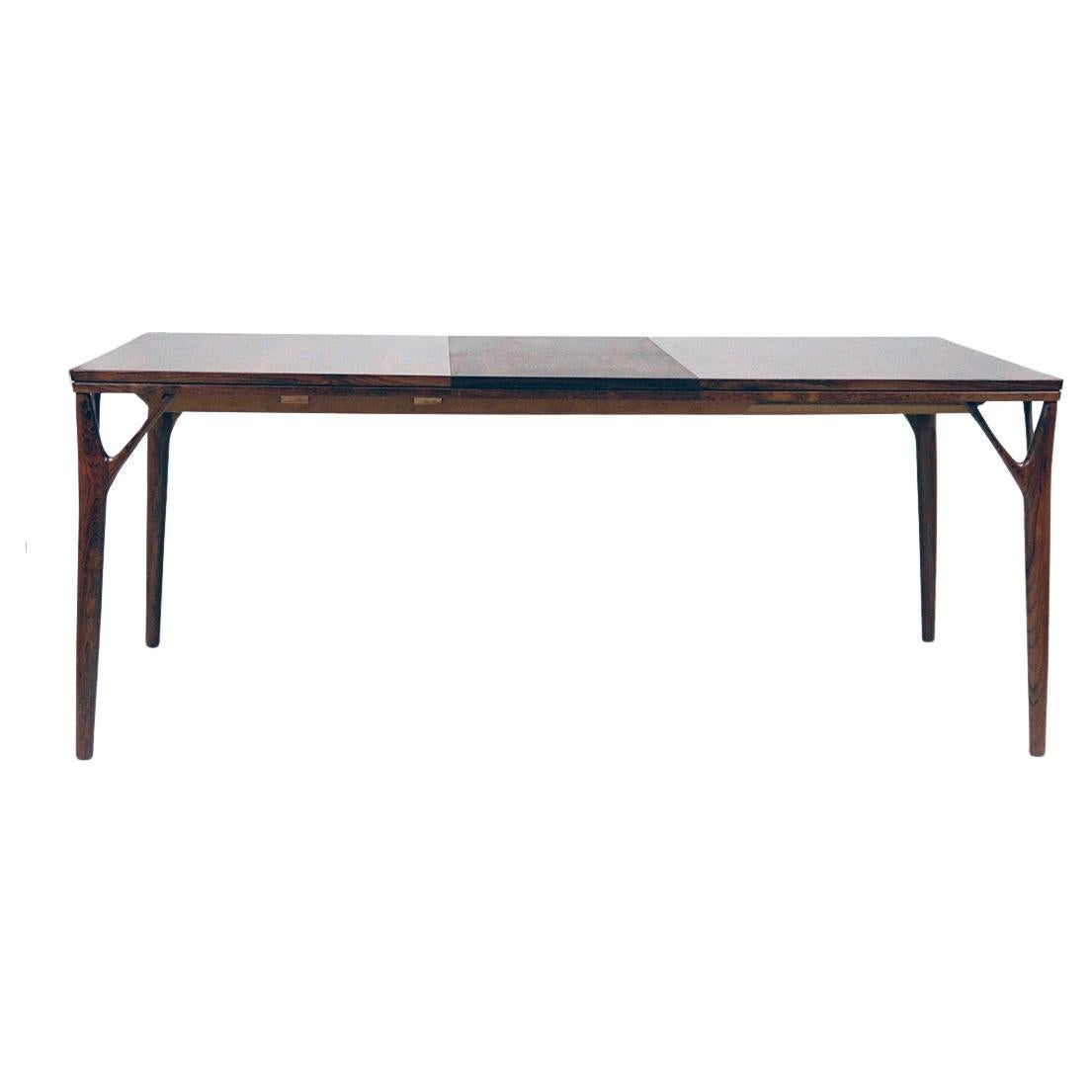 Extendable Rosewood Dining Table by Helge Vestergaard Jensen Denmark For Sale