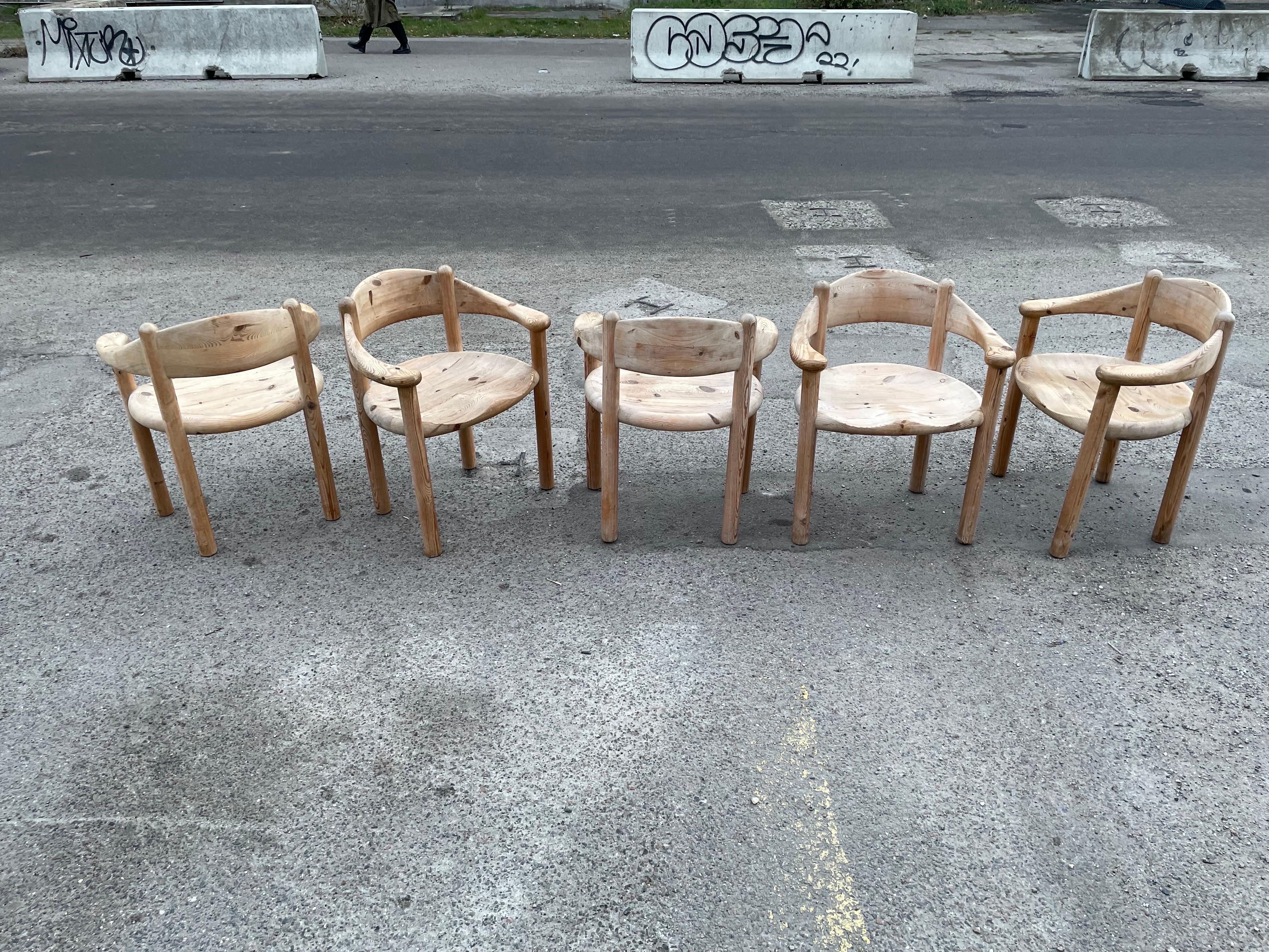 Ausziehbares rundes Esszimmer-Set von Rainer Daumiller, Brutalismus-Tisch + 5 Stühle im Angebot 3