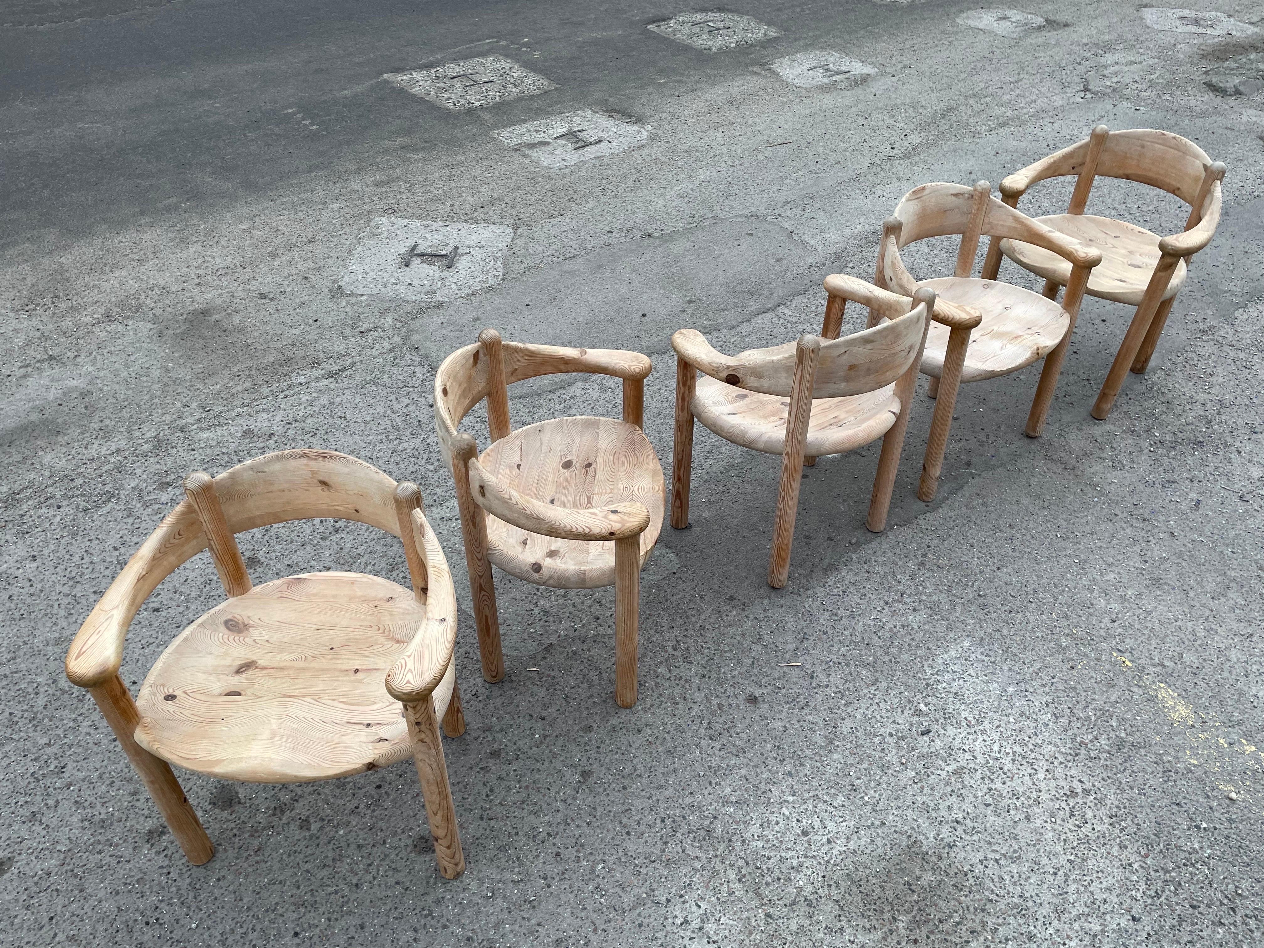 Ausziehbares rundes Esszimmer-Set von Rainer Daumiller, Brutalismus-Tisch + 5 Stühle im Angebot 4