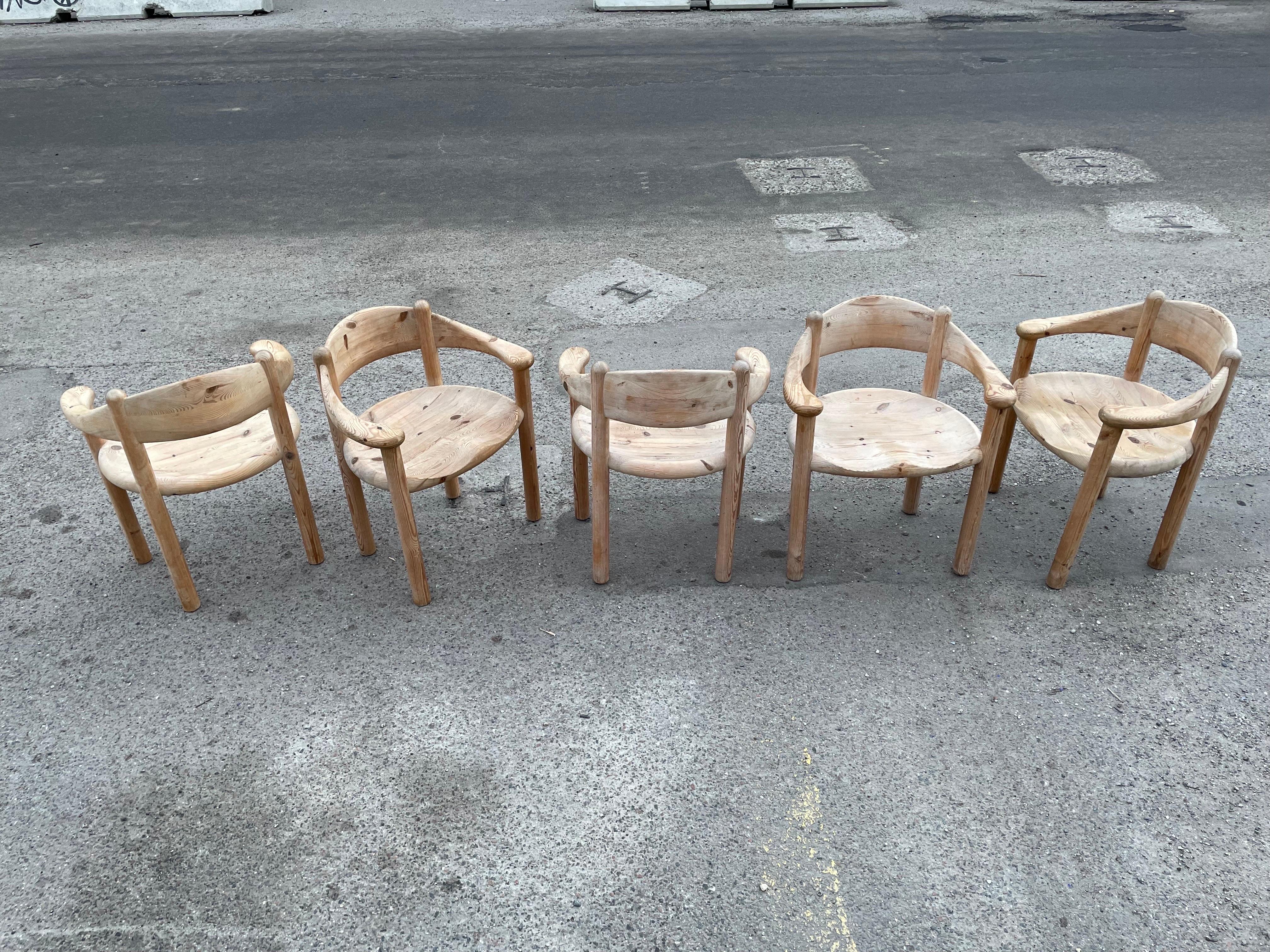 Extendable Round Dining Room Set by Rainer Daumiller Brutalist Table + 5 Chairs For Sale 5