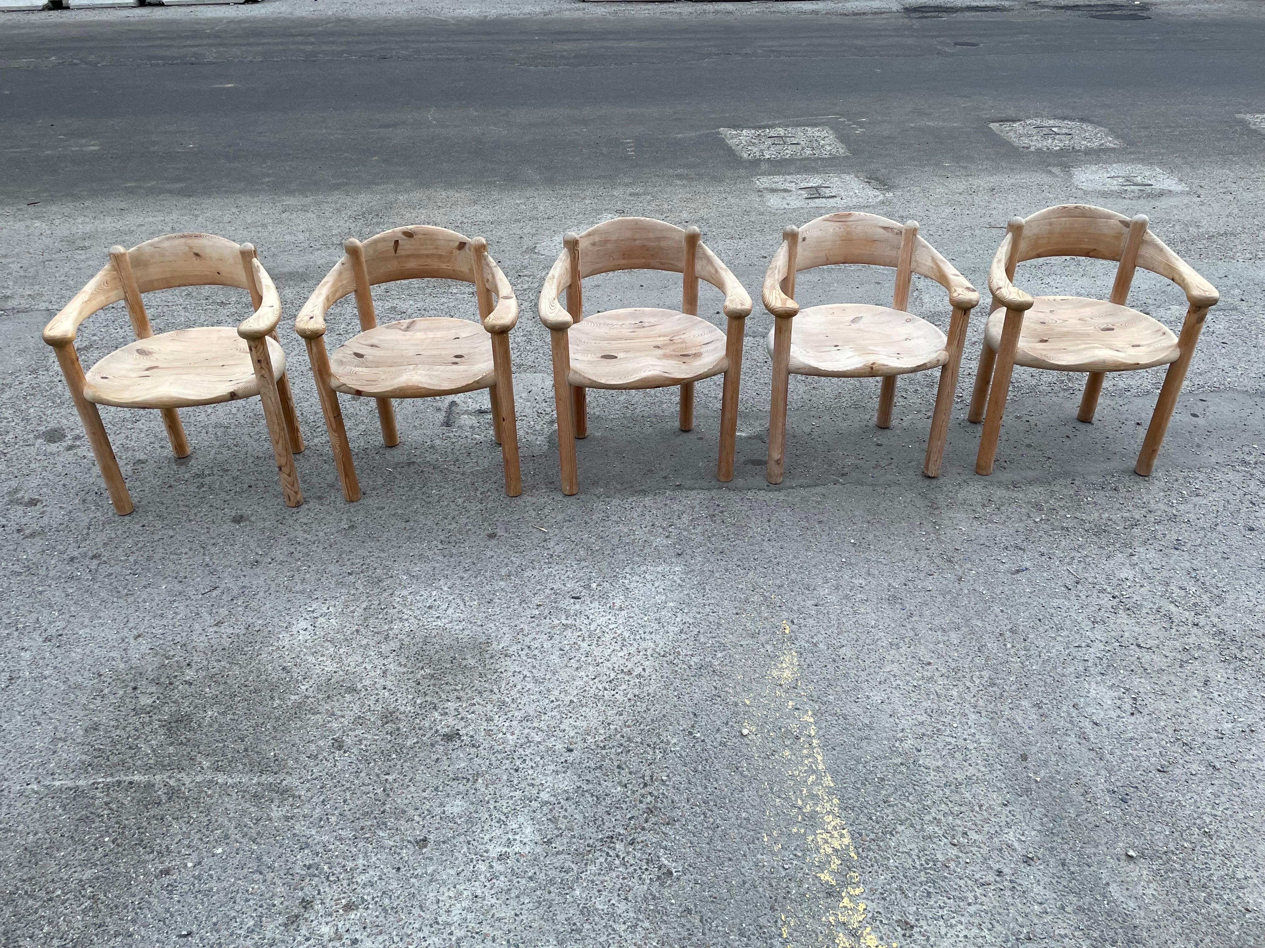 Ausziehbares rundes Esszimmer-Set von Rainer Daumiller, Brutalismus-Tisch + 5 Stühle (Dänisch) im Angebot