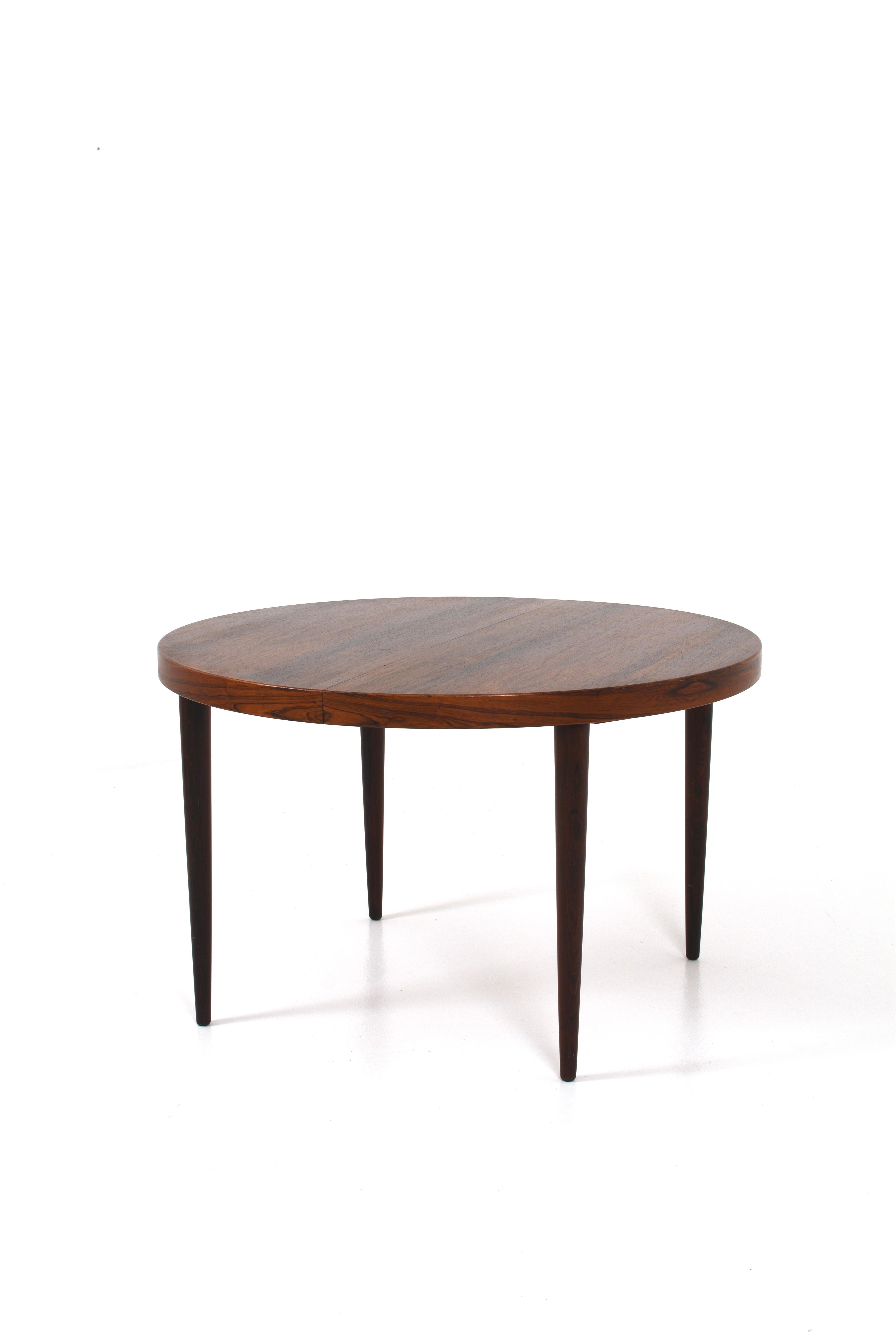 Rosewood Extendable Round Dining Table by Kai Kristiansen, Denmark, 1960s For Sale