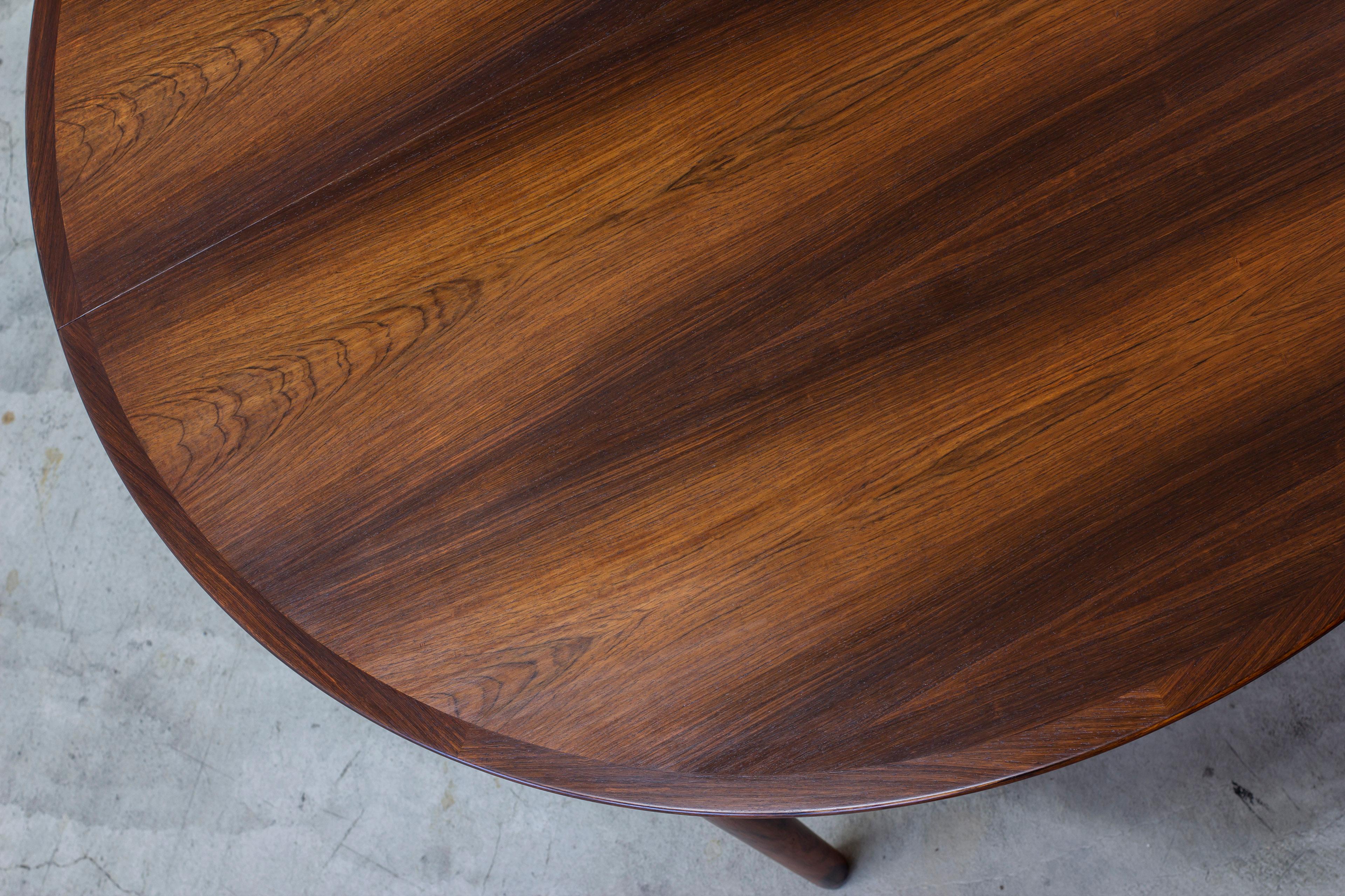 Extendable Round Dining Table in Rosewood by Arne Vodder, Denmark, 1960s 4