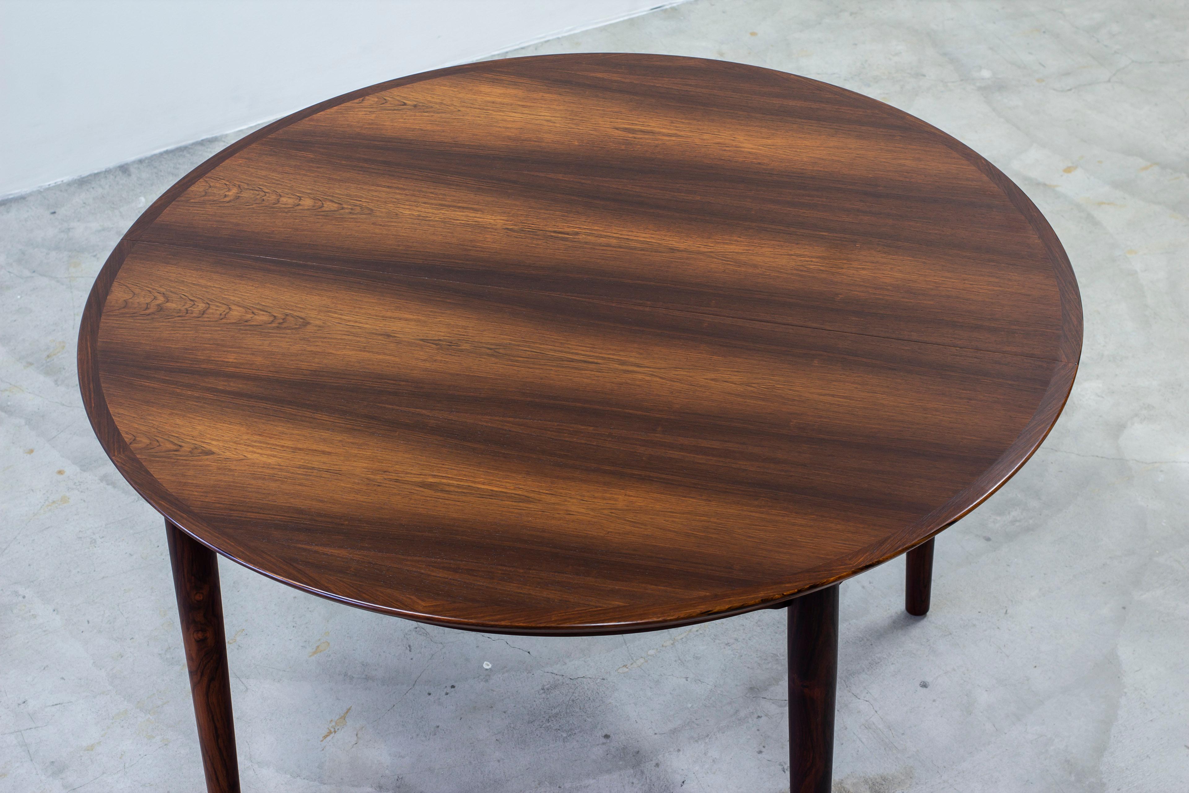 Extendable Round Dining Table in Rosewood by Arne Vodder, Denmark, 1960s 7