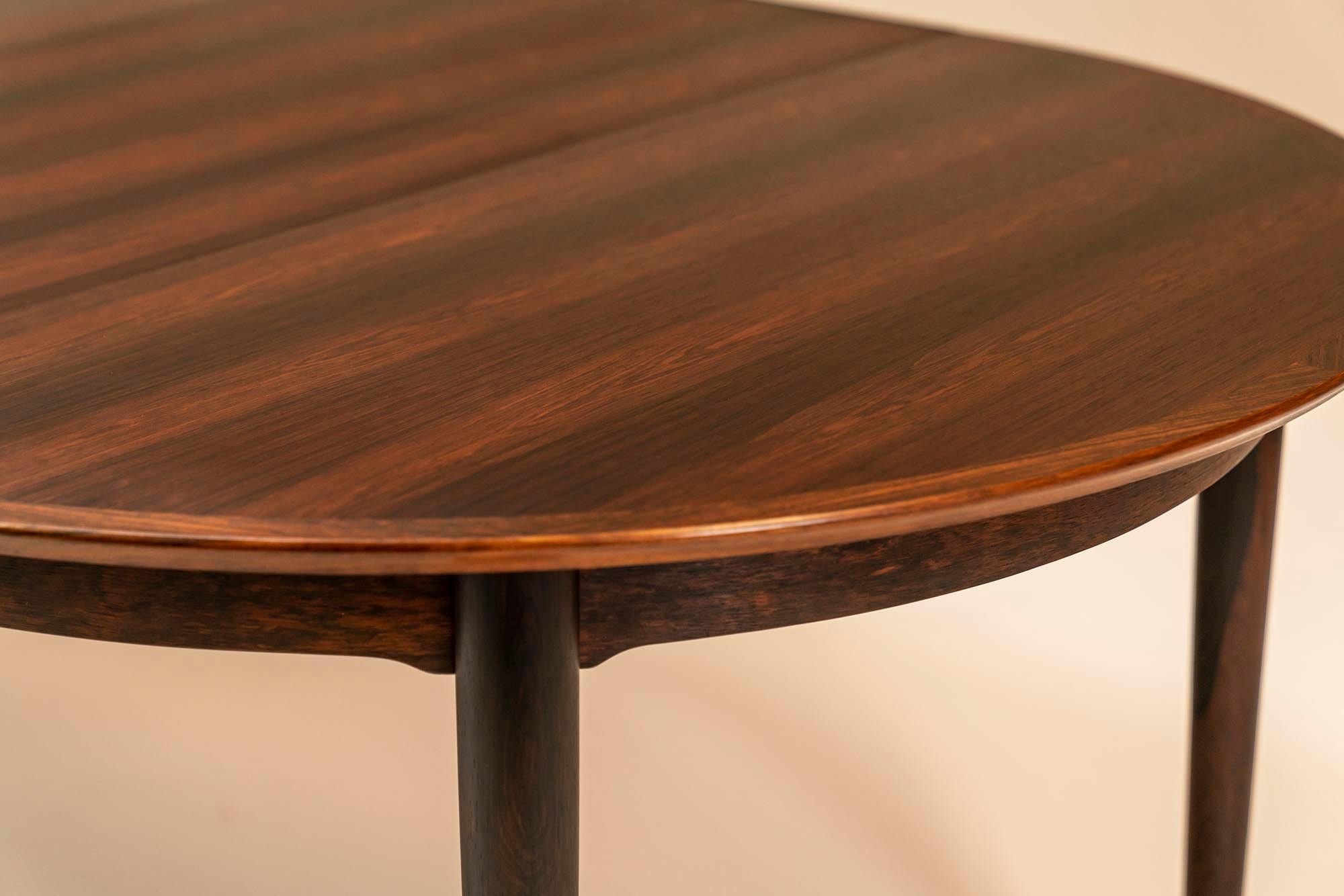 Extendable Round Dining Table in Rosewood by Arne Vodder, Denmark, 1950s 6