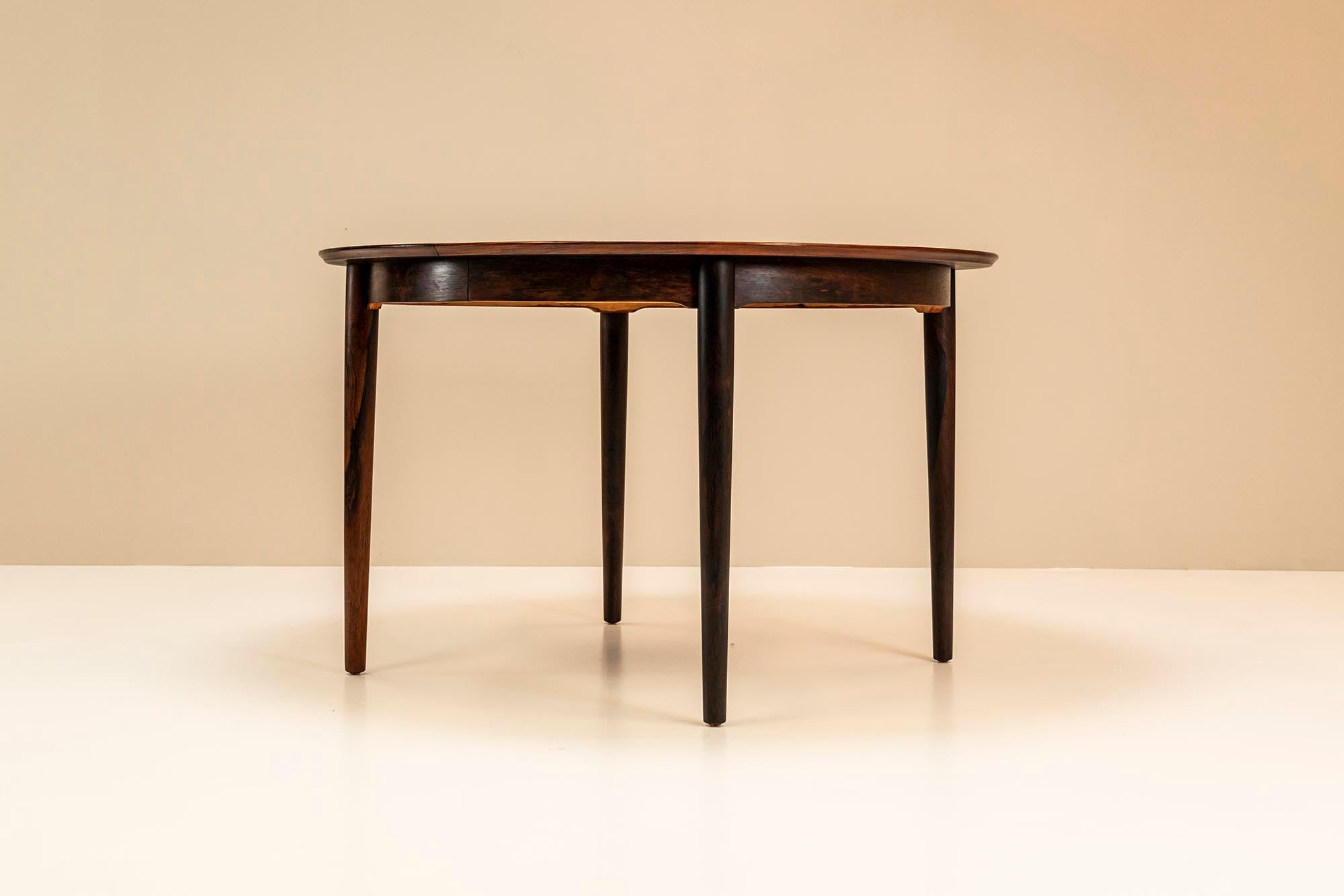 Extendable Round Dining Table in Rosewood by Arne Vodder, Denmark, 1950s 2