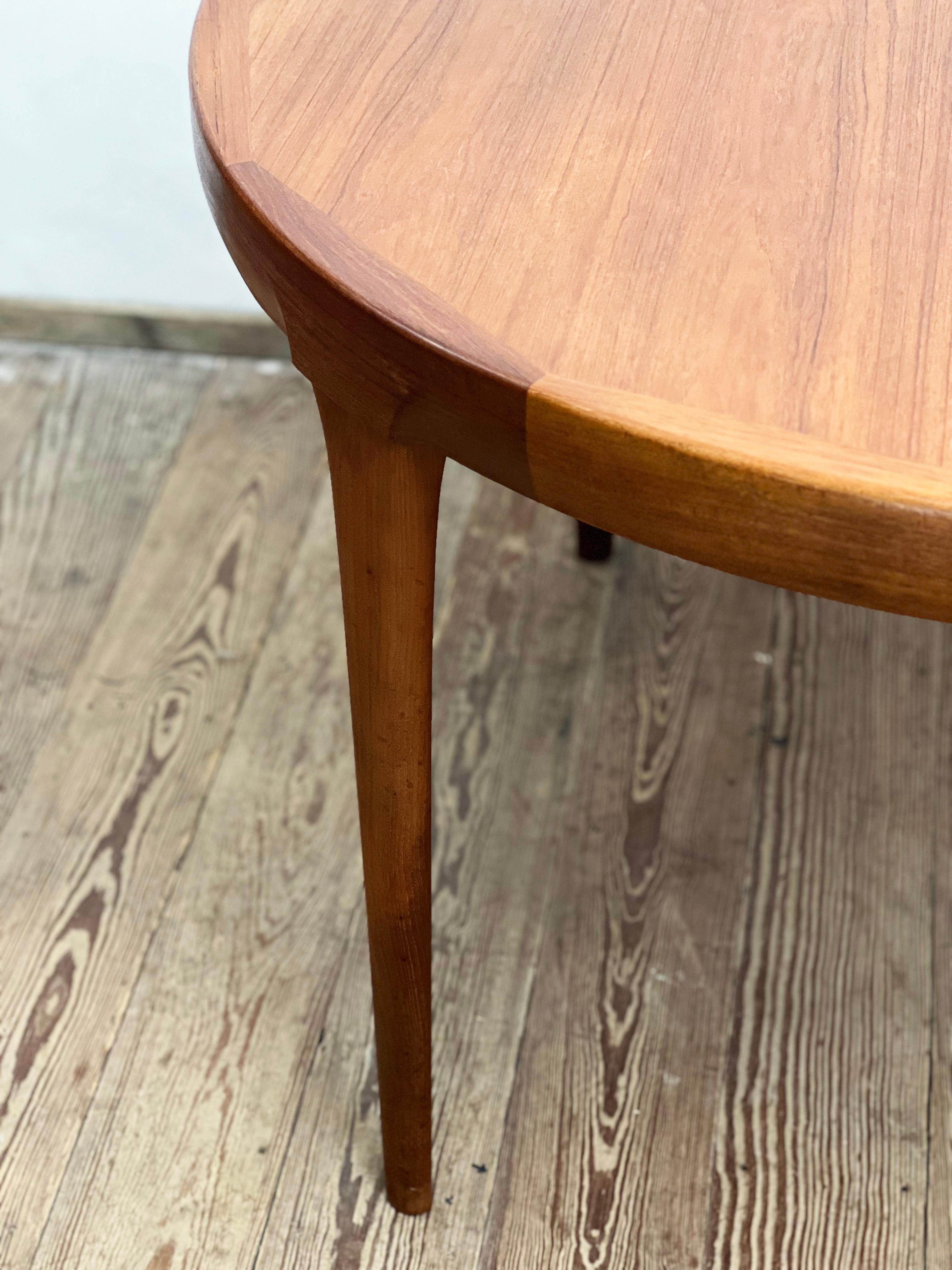 Extendable Round Mid-Century Teak Dining Table by Ib Kofod-Larsen for Faarup 4