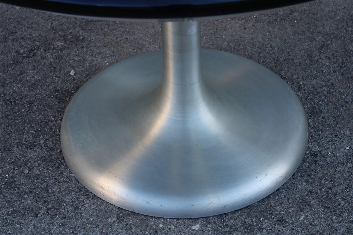 Late 20th Century Extendable Round Table in Black Lacquer Satin Metal 1970  Moscatelli  Formanova For Sale
