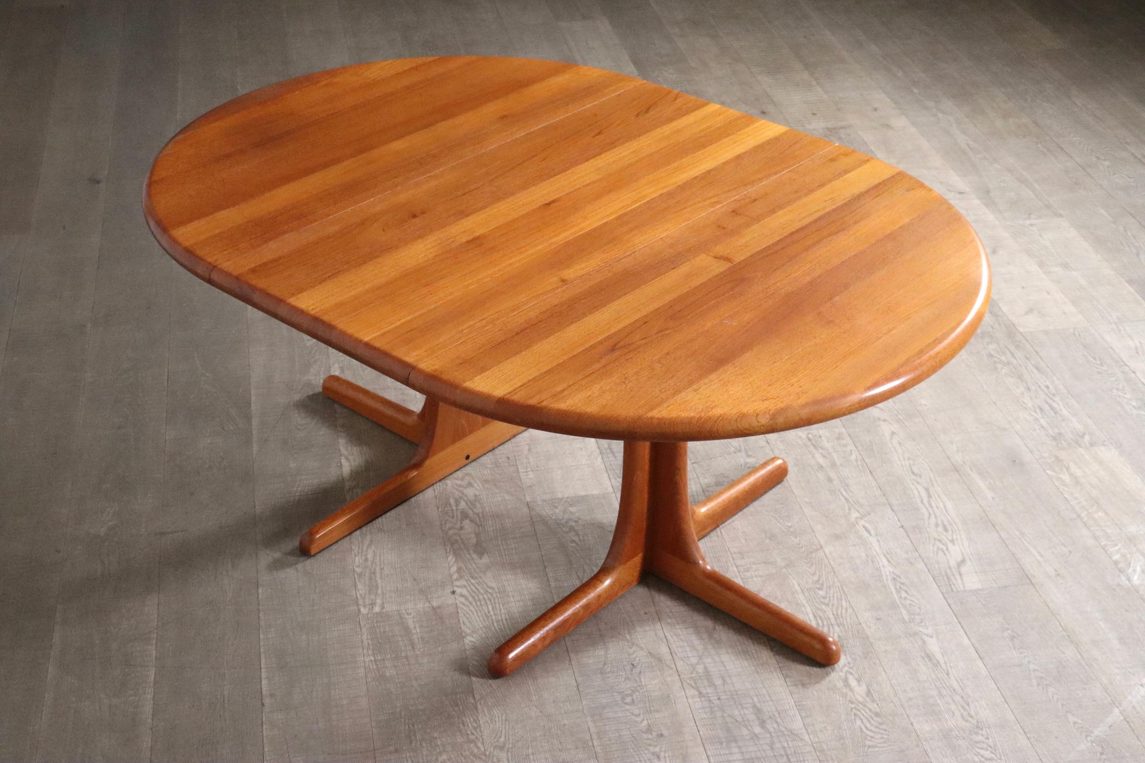 Extendable Round To Oval Dining Table In Teak, Denmark 1960s 10