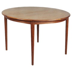 Tavolo da pranzo rotondo allungabile in teak scandinavo vintage, anni '60