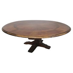 Table à manger/jeu ronde extensible en noyer avec 4 plateaux